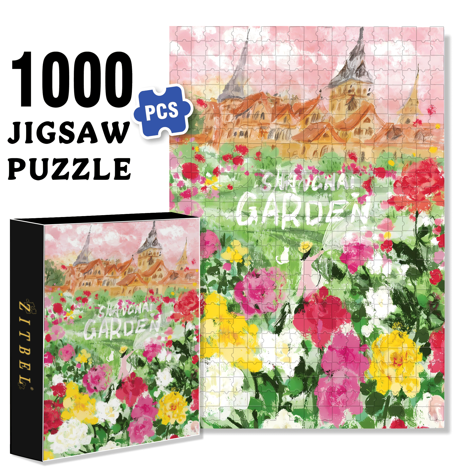 Garden Dream 500pcs/1000pcs Jigsaw Puzzle, Scratch-Resistant, Interactive Family Game & Brain-Boosting DIY Decor, Perfect for Halloween, Christmas & New Year Gifts, Family Puzzle Game