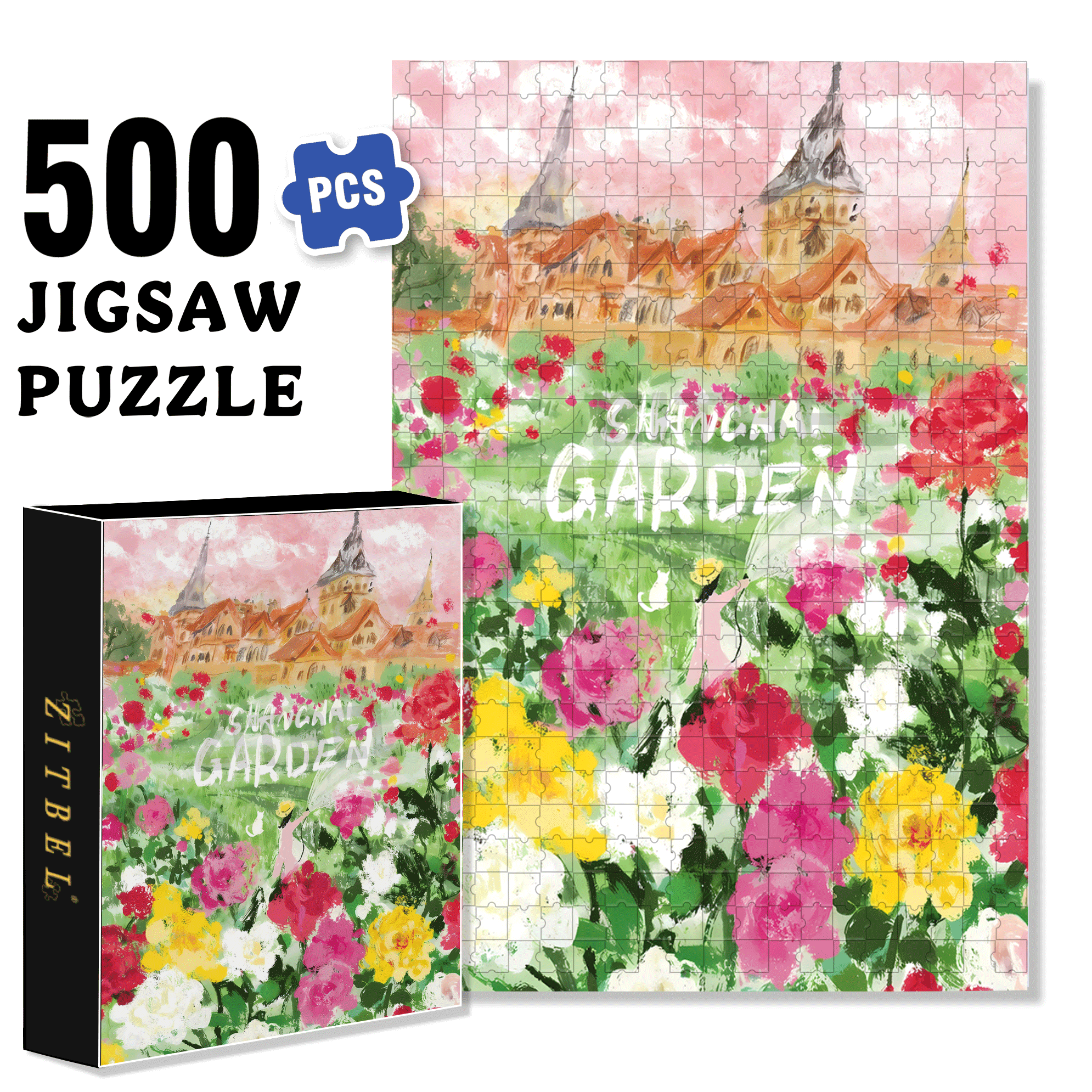 Garden Dream 500pcs/1000pcs Jigsaw Puzzle, Scratch-Resistant, Interactive Family Game & Brain-Boosting DIY Decor, Perfect for Halloween, Christmas & New Year Gifts, Family Puzzle Game