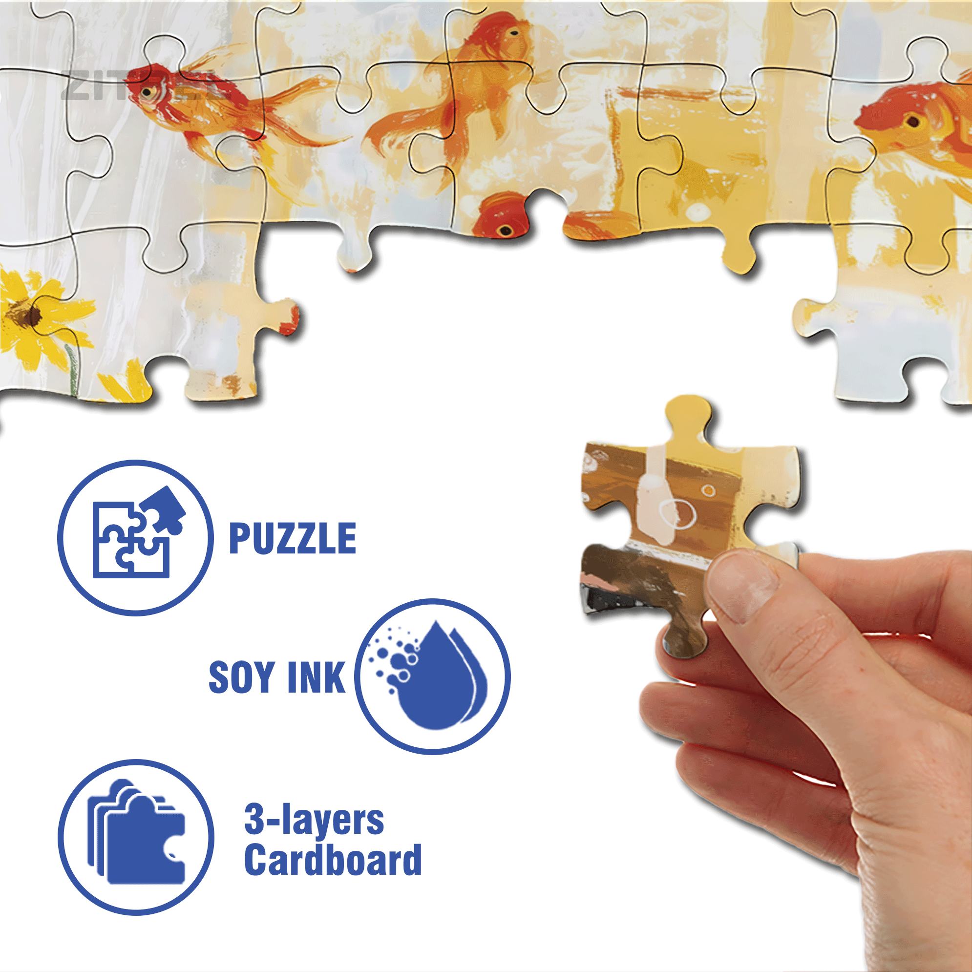 Goldfish Life 500pcs/1000pcs Jigsaw Puzzle, Scratch-Resistant, Interactive Family Game & Brain-Boosting DIY Decor, Perfect for Halloween, Christmas & New Year Gifts, Family Puzzle Game