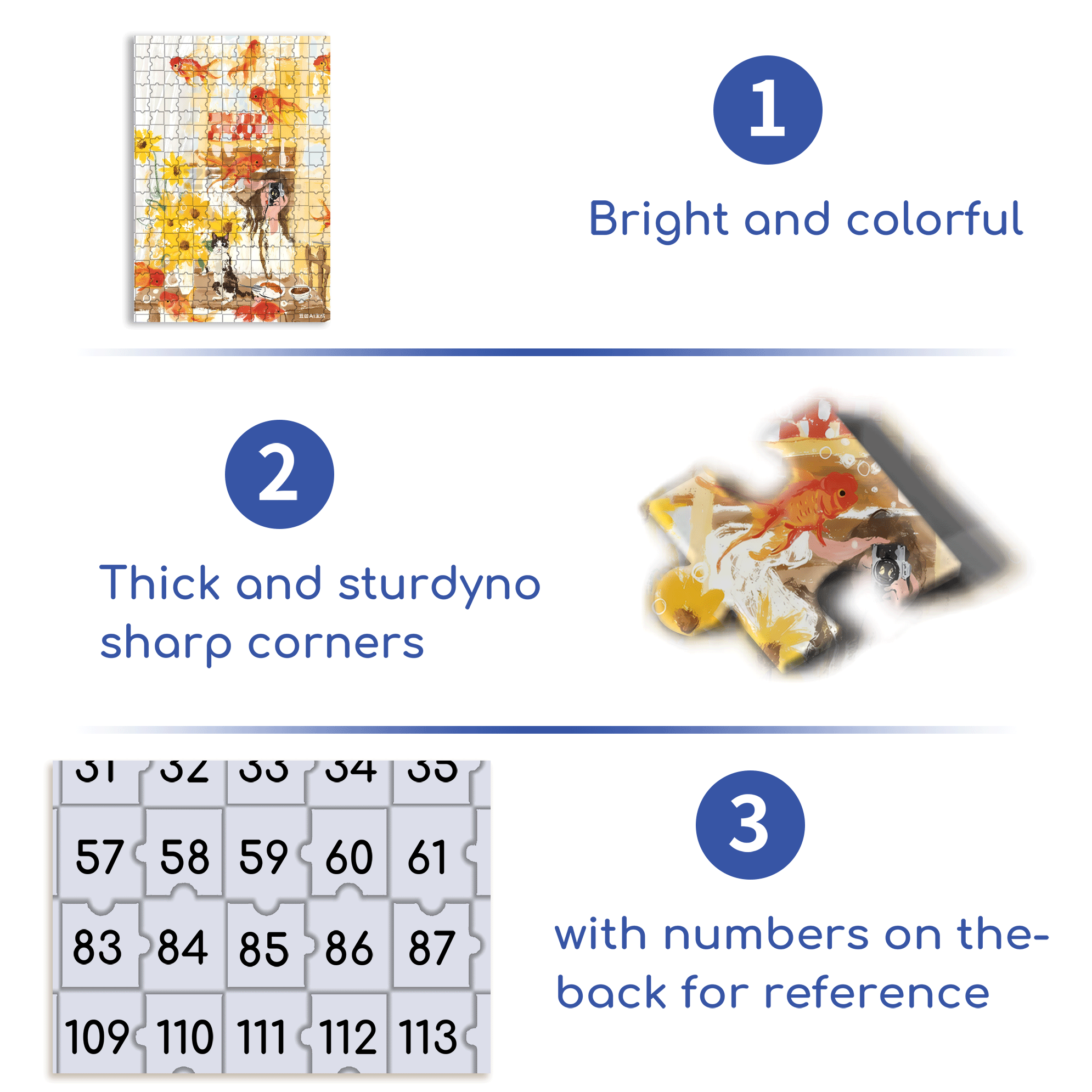 Goldfish Life 500pcs/1000pcs Jigsaw Puzzle, Scratch-Resistant, Interactive Family Game & Brain-Boosting DIY Decor, Perfect for Halloween, Christmas & New Year Gifts, Family Puzzle Game