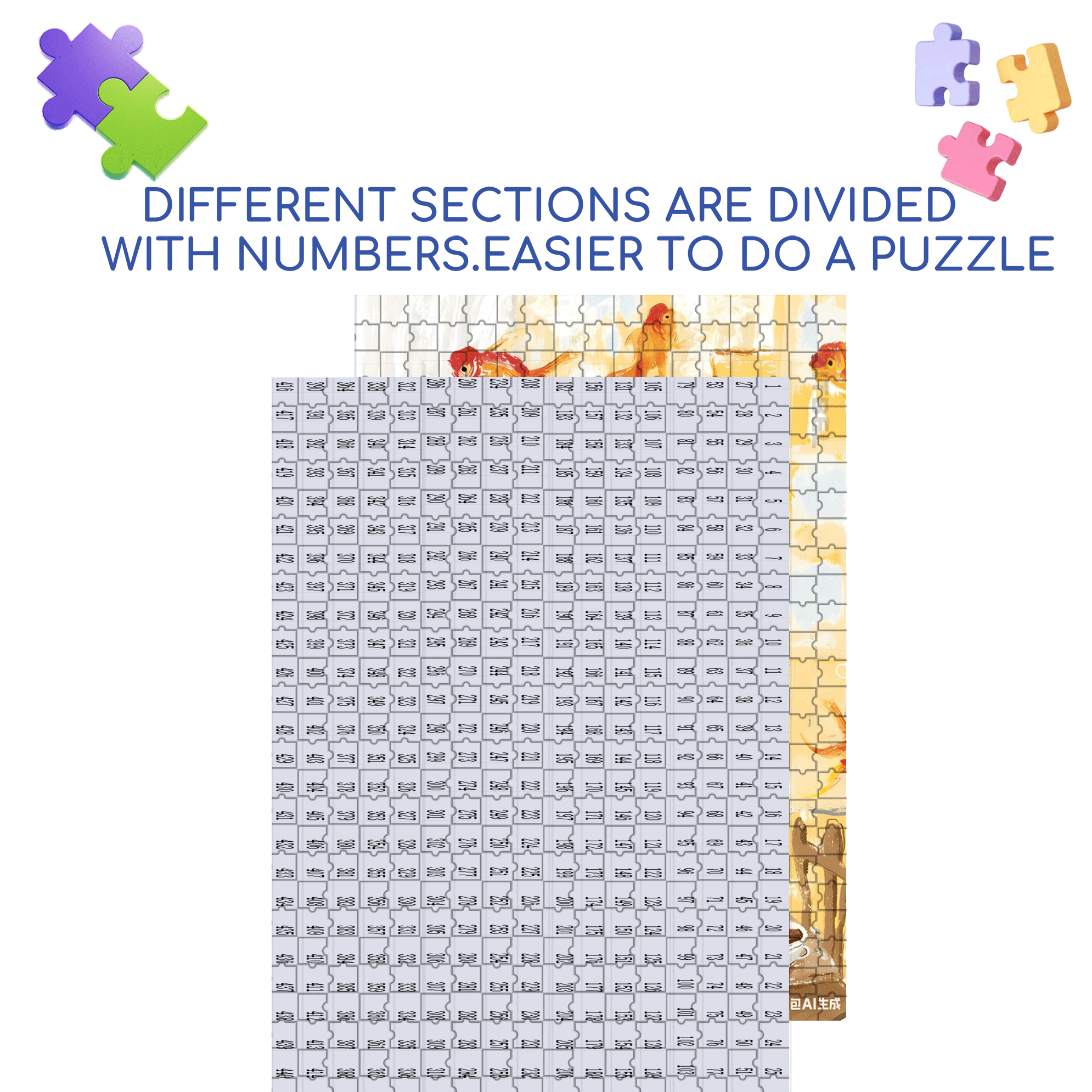 Goldfish Life 500pcs/1000pcs Jigsaw Puzzle, Scratch-Resistant, Interactive Family Game & Brain-Boosting DIY Decor, Perfect for Halloween, Christmas & New Year Gifts, Family Puzzle Game
