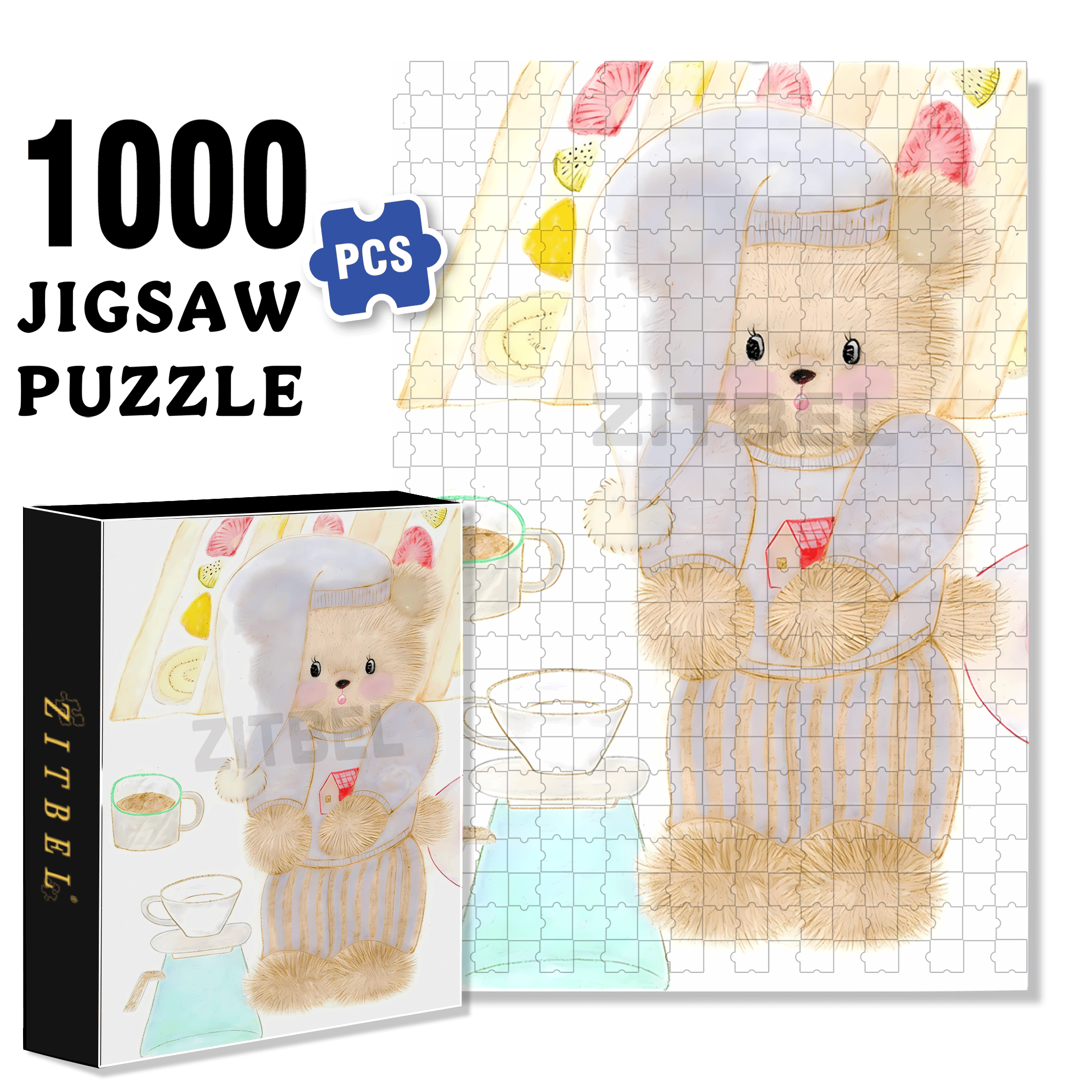 Good Night, Little Bear 500pcs/1000pcs Jigsaw Puzzle, Scratch-Resistant, Interactive Family Game & Brain-Boosting DIY Decor, Perfect for Halloween, Christmas & New Year Gifts, Family Puzzle Game