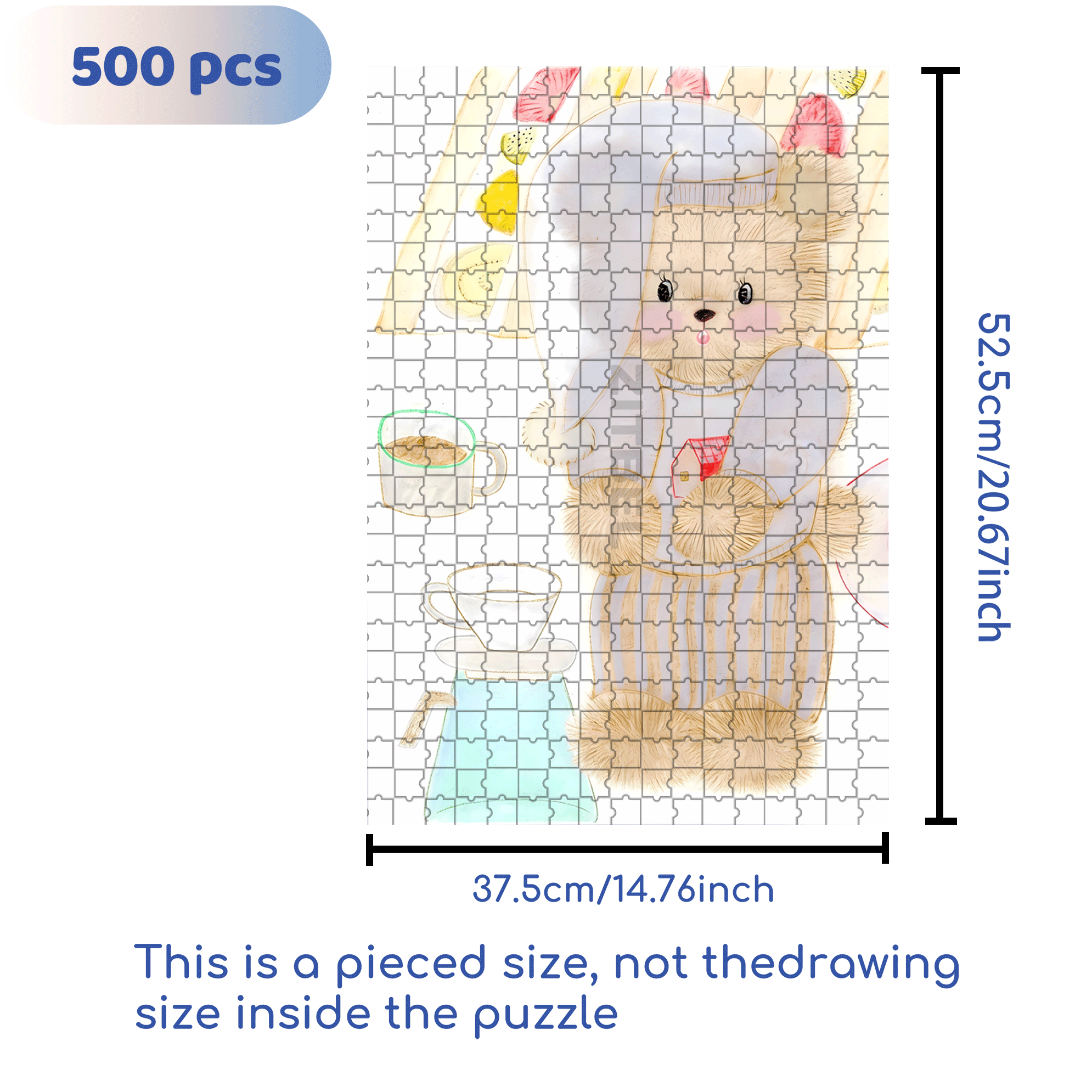 Good Night, Little Bear 500pcs/1000pcs Jigsaw Puzzle, Scratch-Resistant, Interactive Family Game & Brain-Boosting DIY Decor, Perfect for Halloween, Christmas & New Year Gifts, Family Puzzle Game