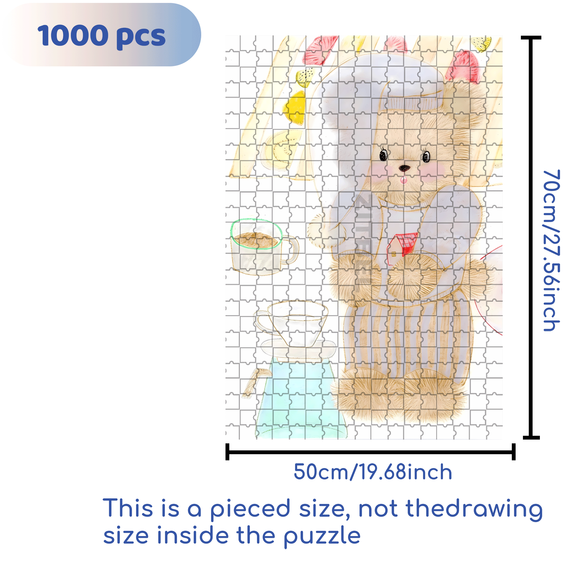 Good Night, Little Bear 500pcs/1000pcs Jigsaw Puzzle, Scratch-Resistant, Interactive Family Game & Brain-Boosting DIY Decor, Perfect for Halloween, Christmas & New Year Gifts, Family Puzzle Game