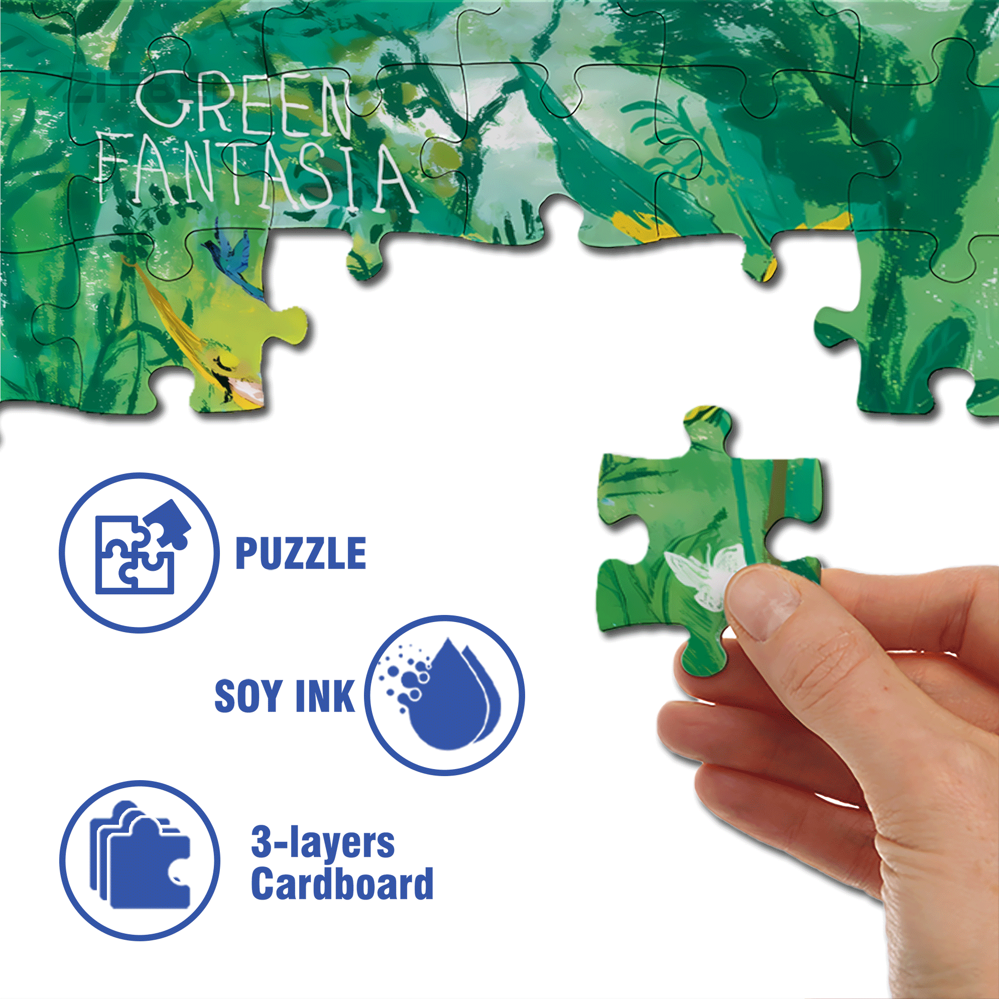 Green Rhapsody 500pcs/1000pcs Jigsaw Puzzle, Scratch-Resistant, Interactive Family Game & Brain-Boosting DIY Decor, Perfect for Halloween, Christmas & New Year Gifts, Family Puzzle Game