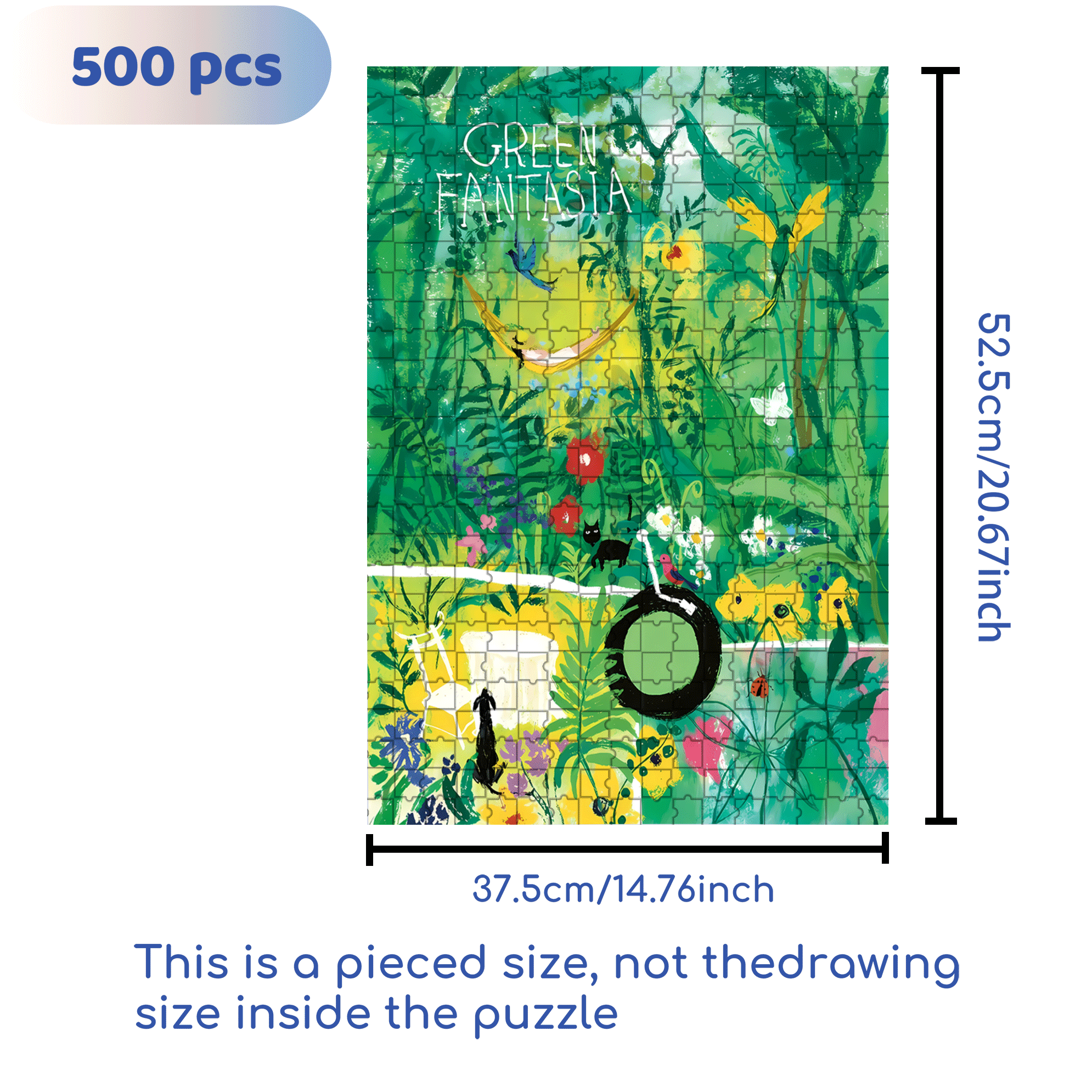 Green Rhapsody 500pcs/1000pcs Jigsaw Puzzle, Scratch-Resistant, Interactive Family Game & Brain-Boosting DIY Decor, Perfect for Halloween, Christmas & New Year Gifts, Family Puzzle Game