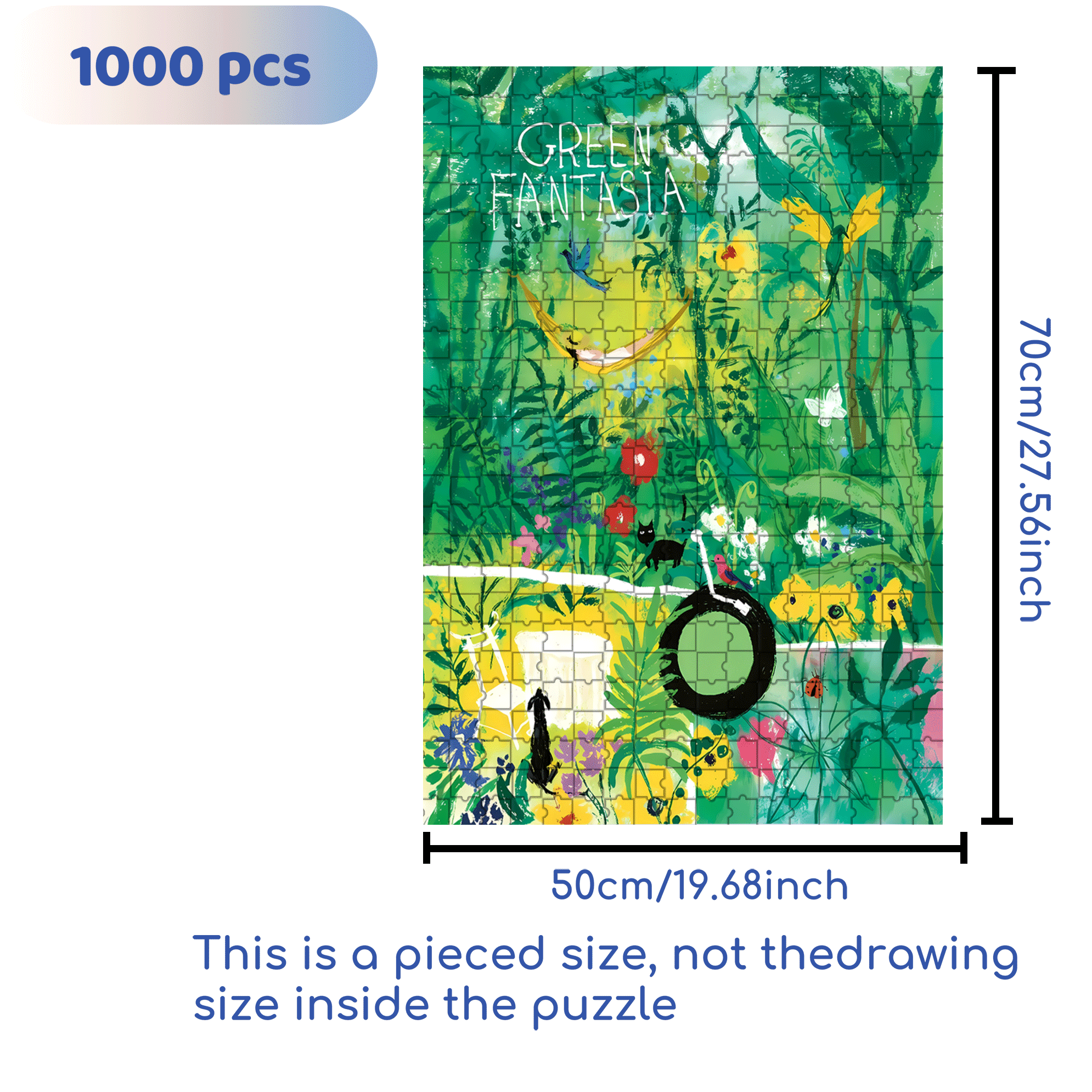 Green Rhapsody 500pcs/1000pcs Jigsaw Puzzle, Scratch-Resistant, Interactive Family Game & Brain-Boosting DIY Decor, Perfect for Halloween, Christmas & New Year Gifts, Family Puzzle Game
