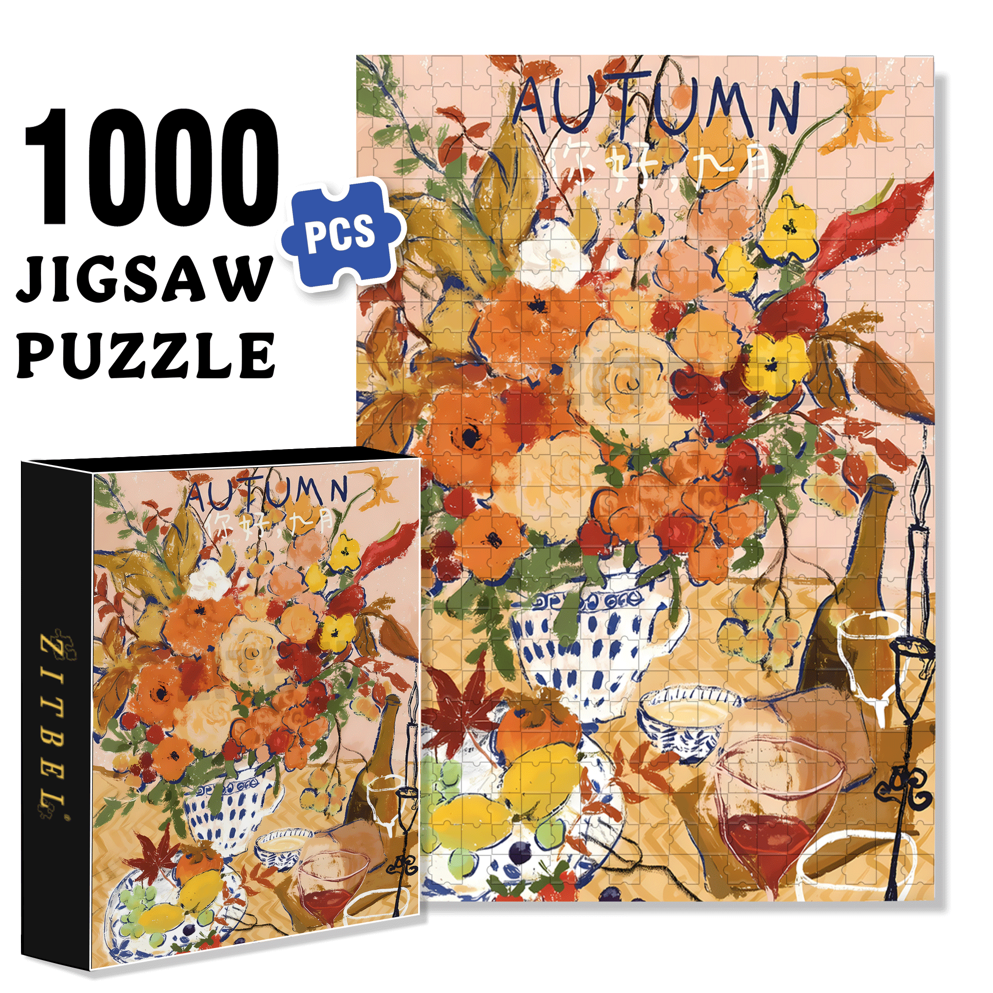 Hello, September 500pcs/1000pcs Jigsaw Puzzle, Scratch-Resistant, Interactive Family Game & Brain-Boosting DIY Decor, Perfect for Halloween, Christmas & New Year Gifts, Family Puzzle Game