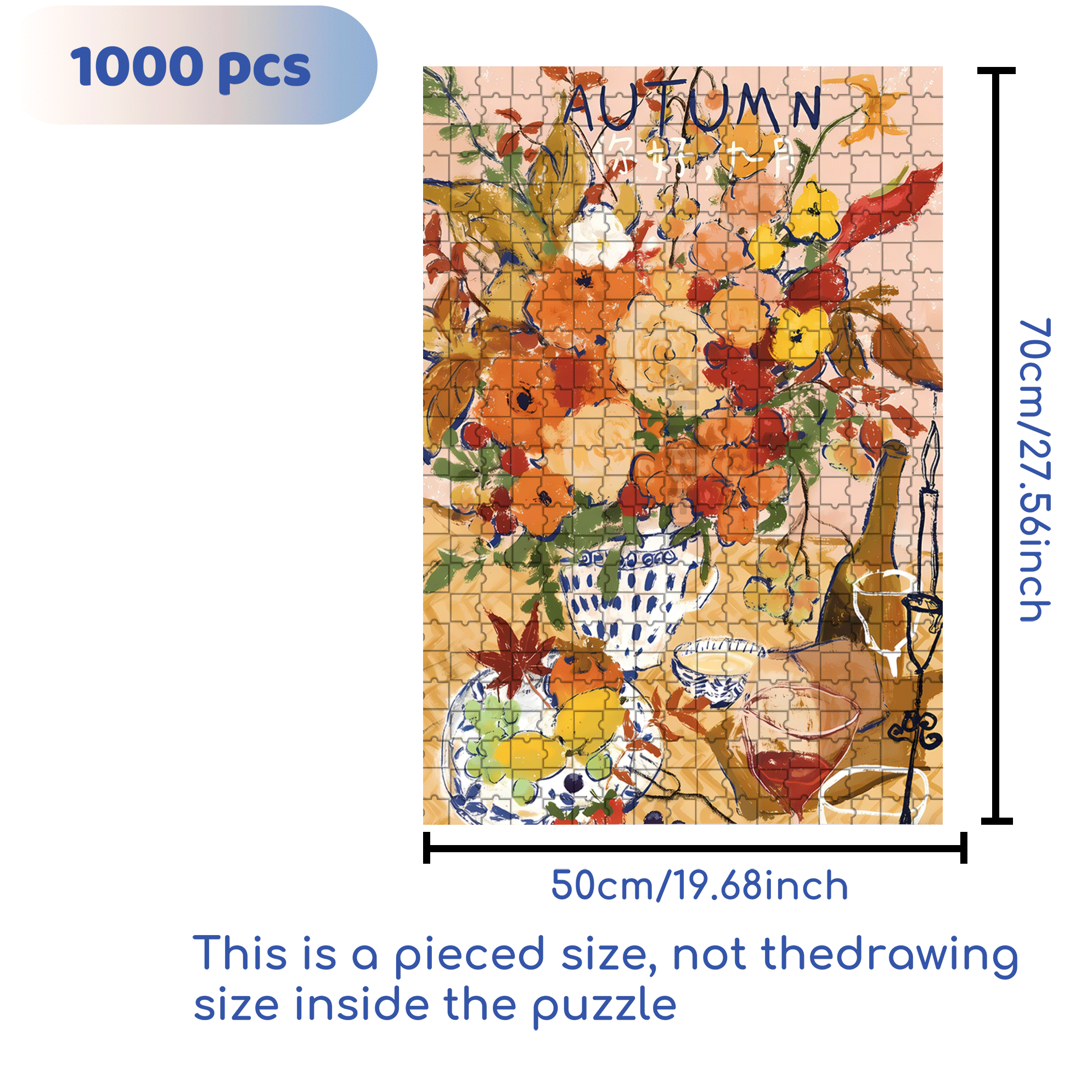 Hello, September 500pcs/1000pcs Jigsaw Puzzle, Scratch-Resistant, Interactive Family Game & Brain-Boosting DIY Decor, Perfect for Halloween, Christmas & New Year Gifts, Family Puzzle Game
