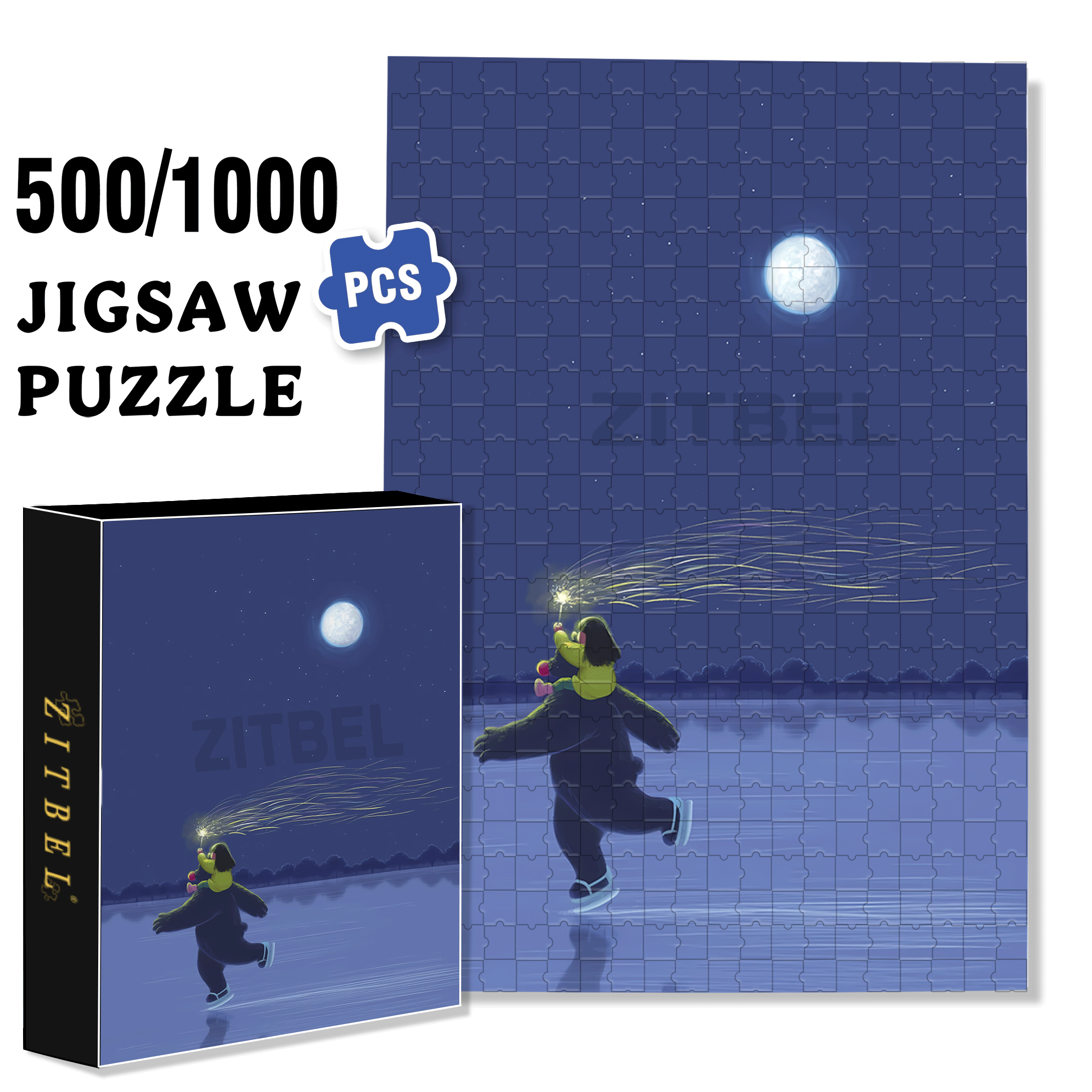 Ice Waltz 500pcs/1000pcs Jigsaw Puzzle, Scratch-Resistant, Interactive Family Game & Brain-Boosting DIY Decor, Perfect for Halloween, Christmas & New Year Gifts, Family Puzzle Game