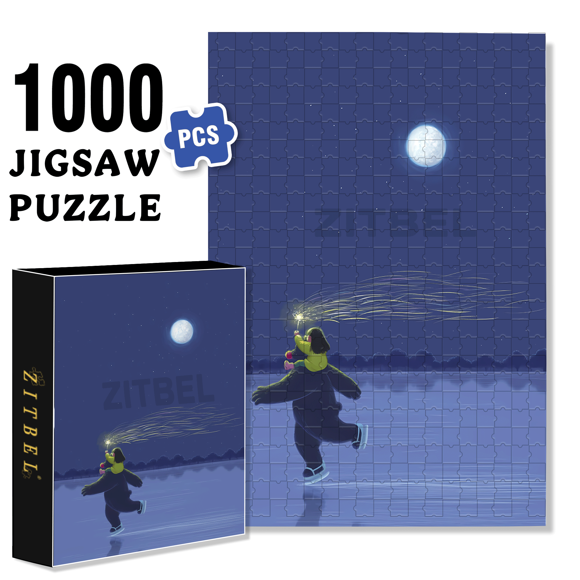 Ice Waltz 500pcs/1000pcs Jigsaw Puzzle, Scratch-Resistant, Interactive Family Game & Brain-Boosting DIY Decor, Perfect for Halloween, Christmas & New Year Gifts, Family Puzzle Game