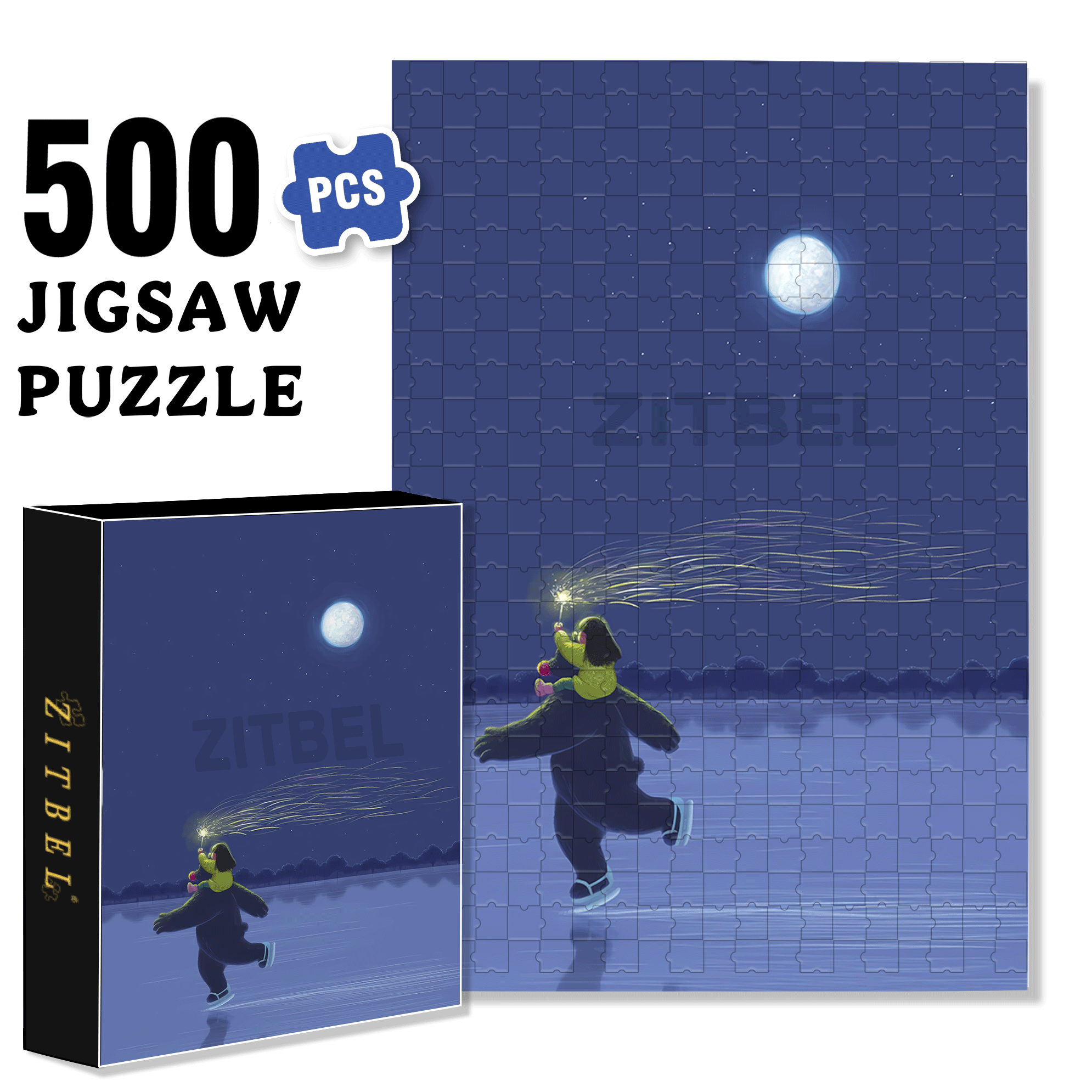 Ice Waltz 500pcs/1000pcs Jigsaw Puzzle, Scratch-Resistant, Interactive Family Game & Brain-Boosting DIY Decor, Perfect for Halloween, Christmas & New Year Gifts, Family Puzzle Game