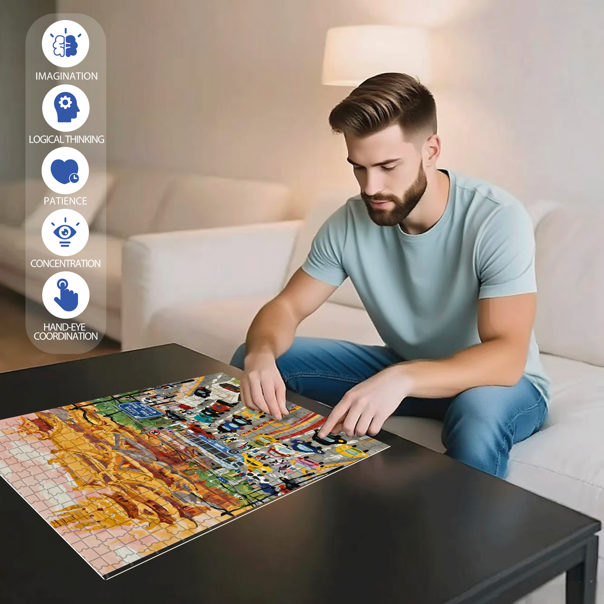 Jing'an Temple 500pcs/1000pcs Jigsaw Puzzle, Scratch-Resistant, Interactive Family Game & Brain-Boosting DIY Decor, Perfect for Halloween, Christmas & New Year Gifts, Family Puzzle Game