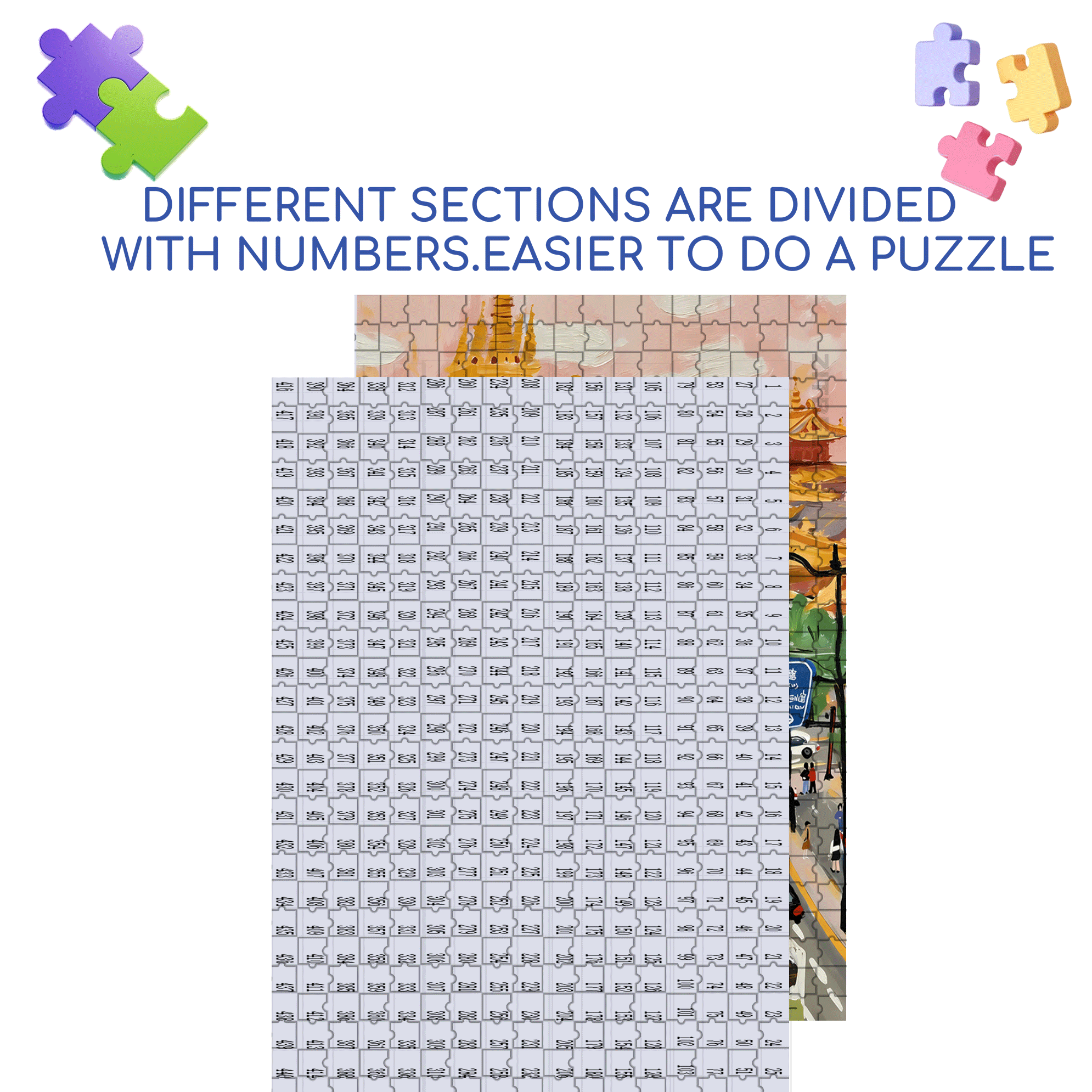 Jing'an Temple 500pcs/1000pcs Jigsaw Puzzle, Scratch-Resistant, Interactive Family Game & Brain-Boosting DIY Decor, Perfect for Halloween, Christmas & New Year Gifts, Family Puzzle Game