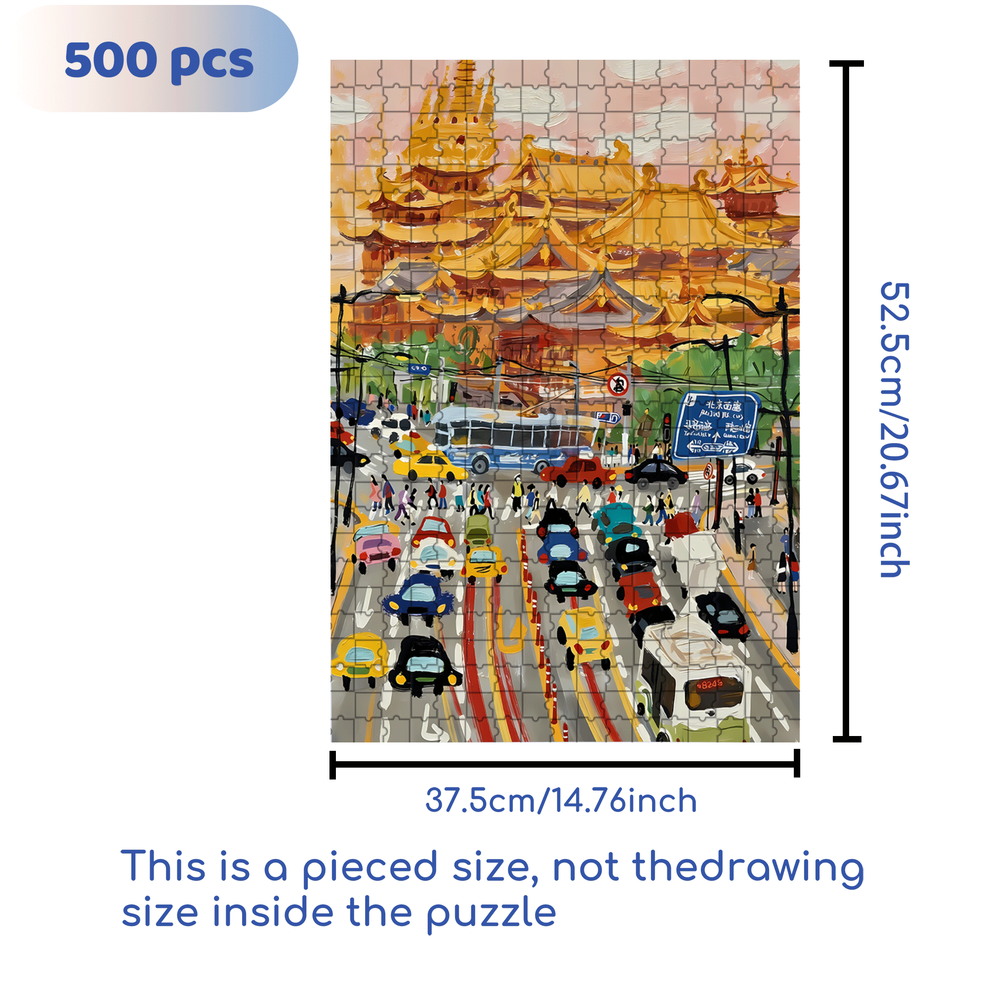 Jing'an Temple 500pcs/1000pcs Jigsaw Puzzle, Scratch-Resistant, Interactive Family Game & Brain-Boosting DIY Decor, Perfect for Halloween, Christmas & New Year Gifts, Family Puzzle Game