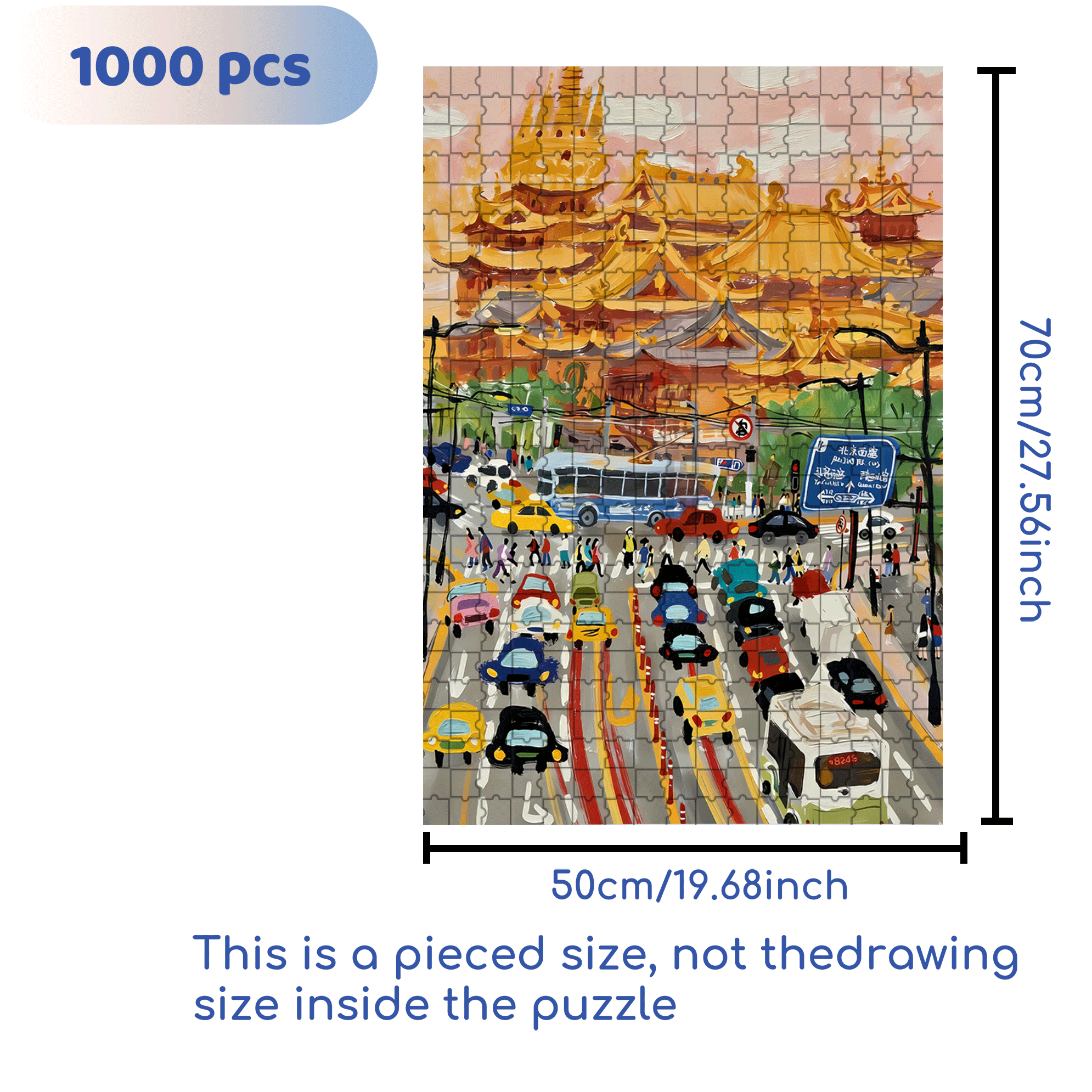Jing'an Temple 500pcs/1000pcs Jigsaw Puzzle, Scratch-Resistant, Interactive Family Game & Brain-Boosting DIY Decor, Perfect for Halloween, Christmas & New Year Gifts, Family Puzzle Game