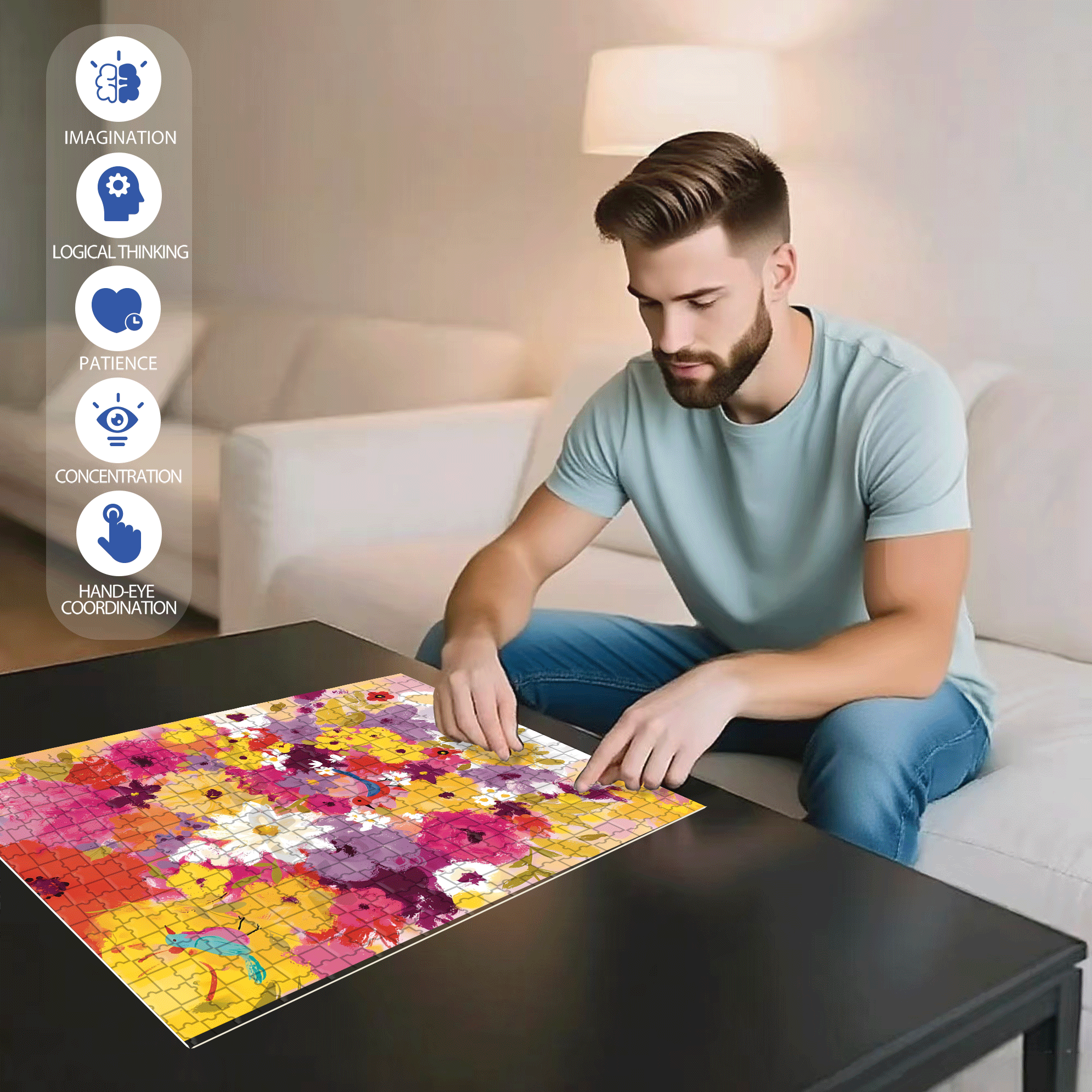 July 500pcs/1000pcs Jigsaw Puzzle, Scratch-Resistant, Interactive Family Game & Brain-Boosting DIY Decor, Perfect for Halloween, Christmas & New Year Gifts, Family Puzzle Game