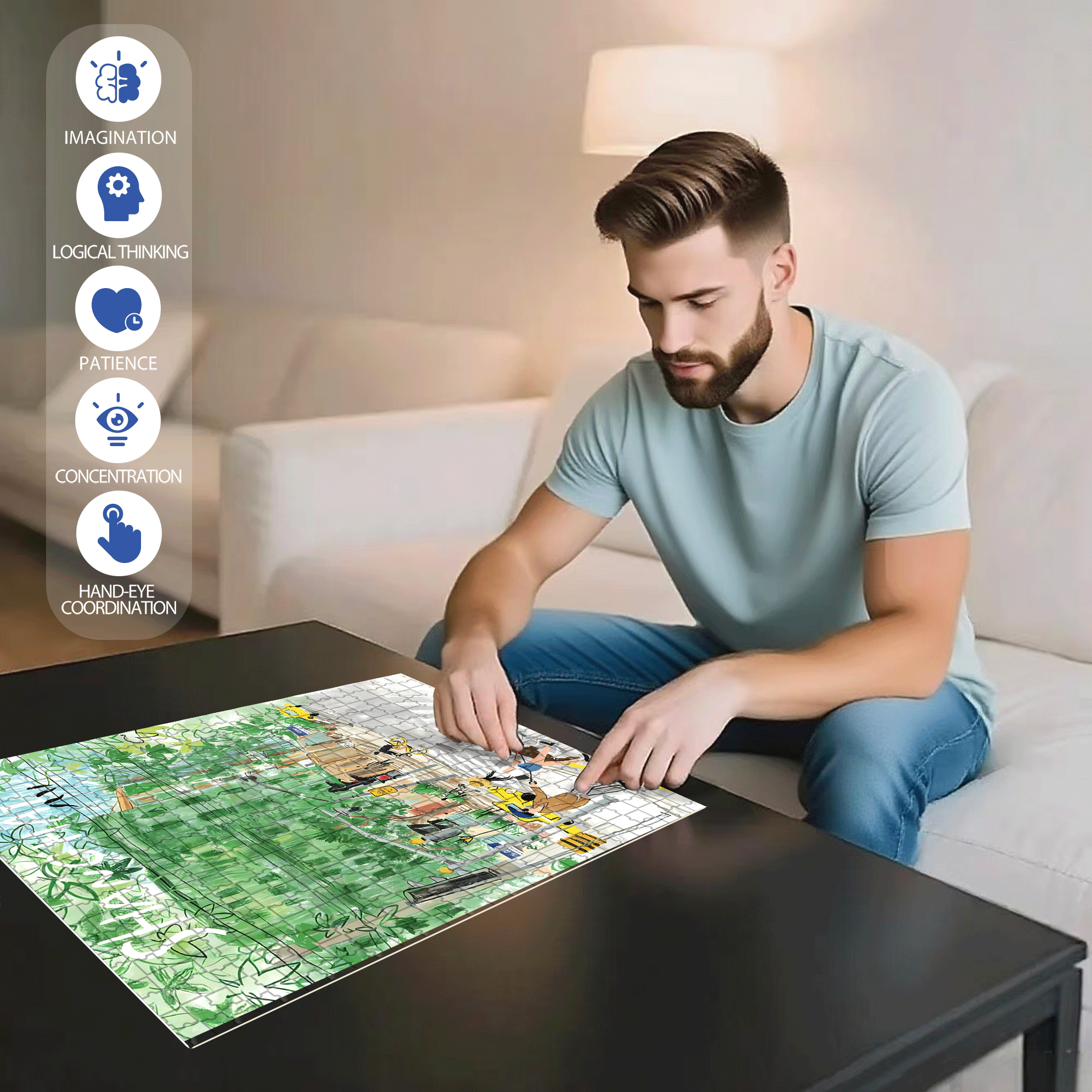 Keep The Summer 500pcs/1000pcs Jigsaw Puzzle, Scratch-Resistant, Interactive Family Game & Brain-Boosting DIY Decor, Perfect for Halloween, Christmas & New Year Gifts, Family Puzzle Game