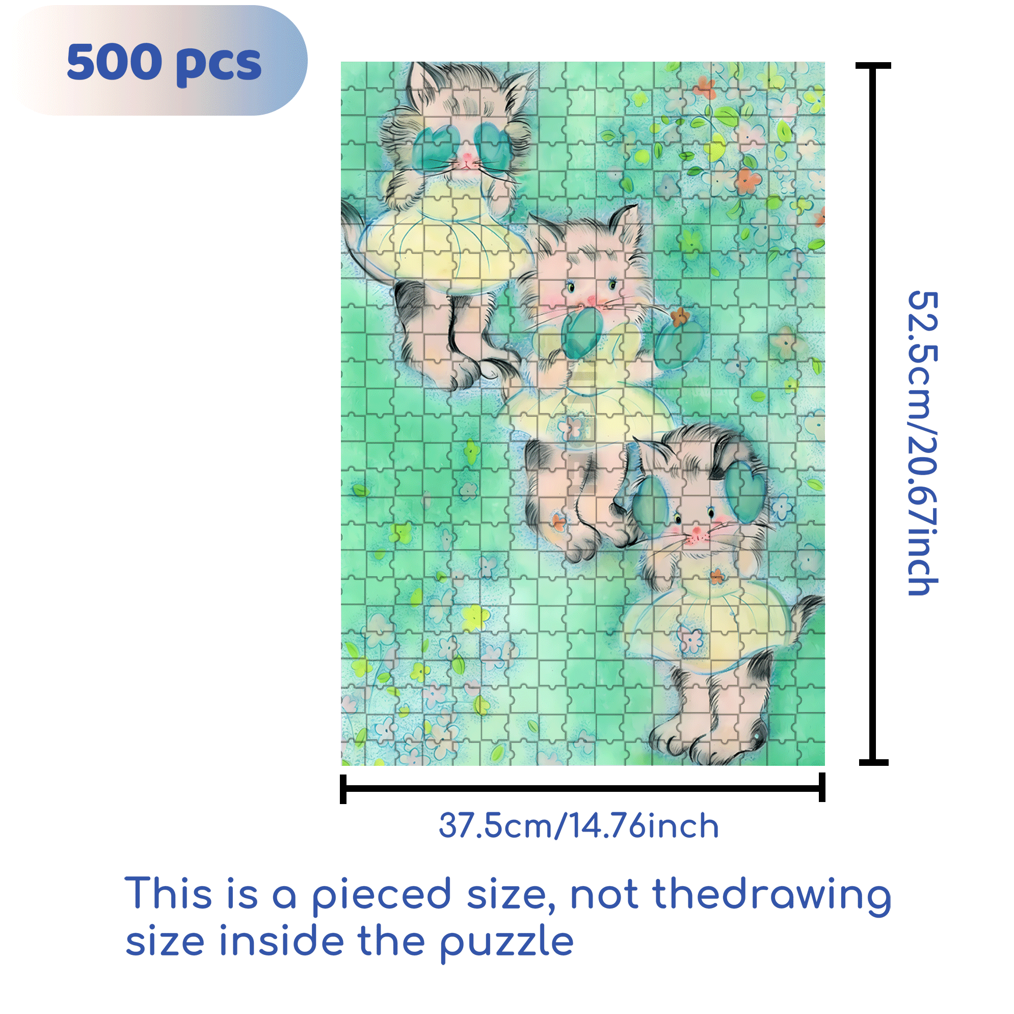 Kitten Club 500pcs/1000pcs Jigsaw Puzzle, Scratch-Resistant, Interactive Family Game & Brain-Boosting DIY Decor, Perfect for Halloween, Christmas & New Year Gifts, Family Puzzle Game