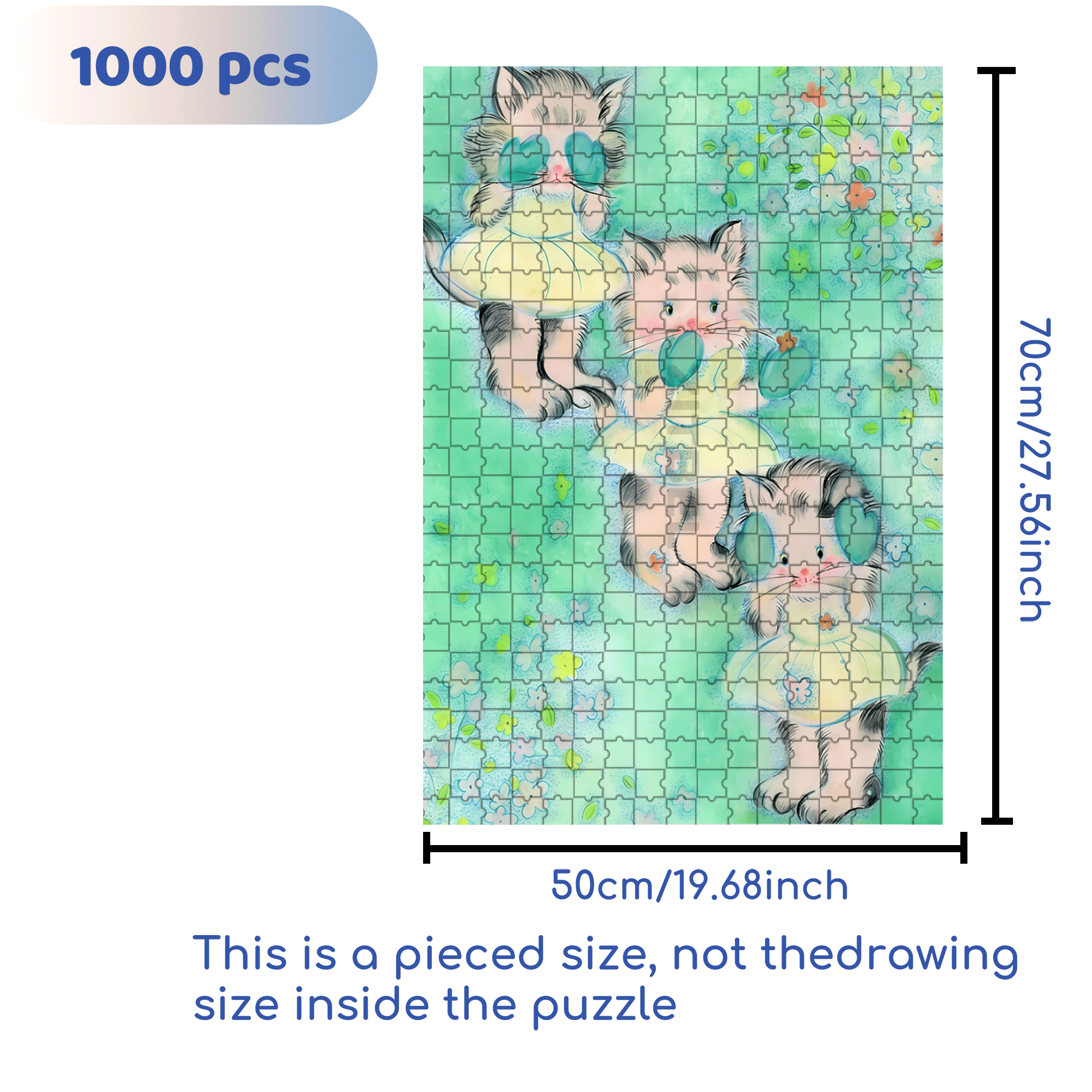 Kitten Club 500pcs/1000pcs Jigsaw Puzzle, Scratch-Resistant, Interactive Family Game & Brain-Boosting DIY Decor, Perfect for Halloween, Christmas & New Year Gifts, Family Puzzle Game