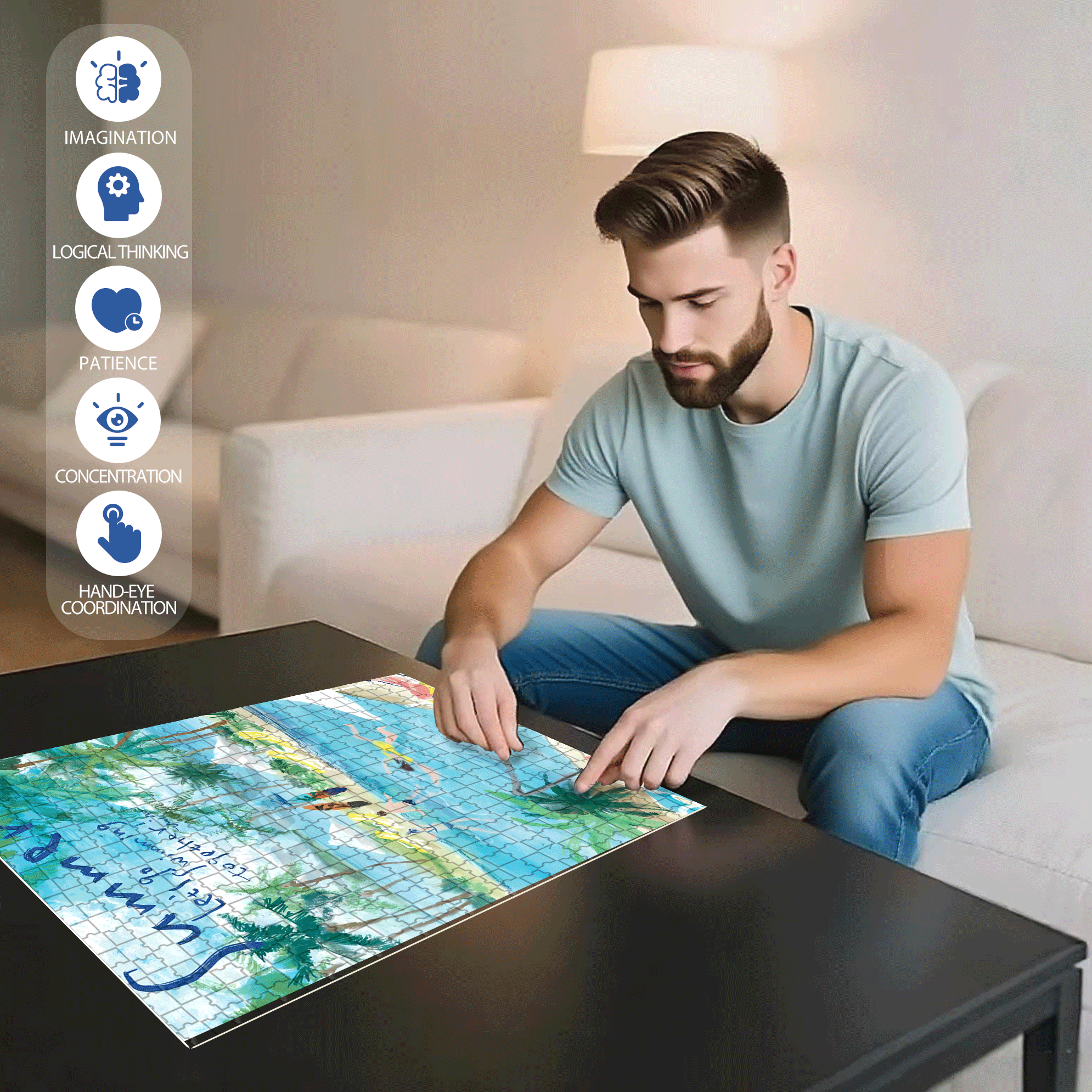 Let's Go Swimming 2 500pcs/1000pcs Jigsaw Puzzle, Scratch-Resistant, Interactive Family Game & Brain-Boosting DIY Decor, Perfect for Halloween, Christmas & New Year Gifts, Family Puzzle Game