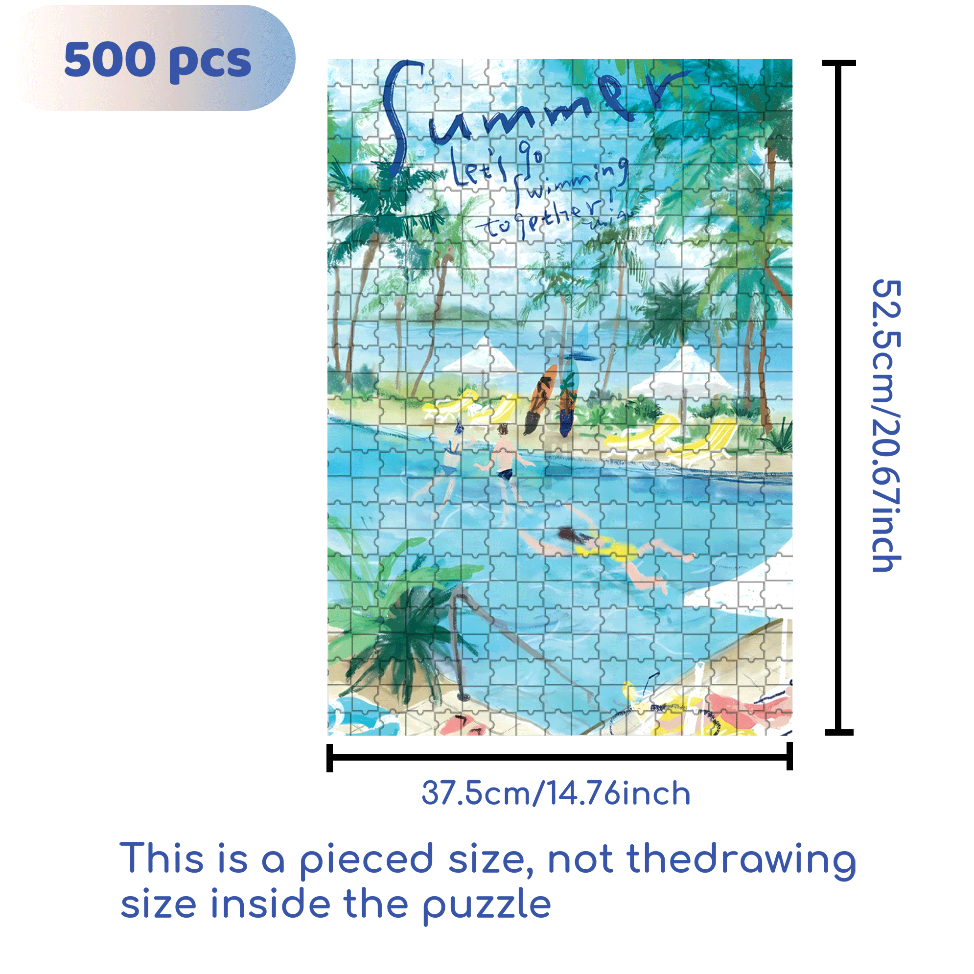 Let's Go Swimming 2 500pcs/1000pcs Jigsaw Puzzle, Scratch-Resistant, Interactive Family Game & Brain-Boosting DIY Decor, Perfect for Halloween, Christmas & New Year Gifts, Family Puzzle Game