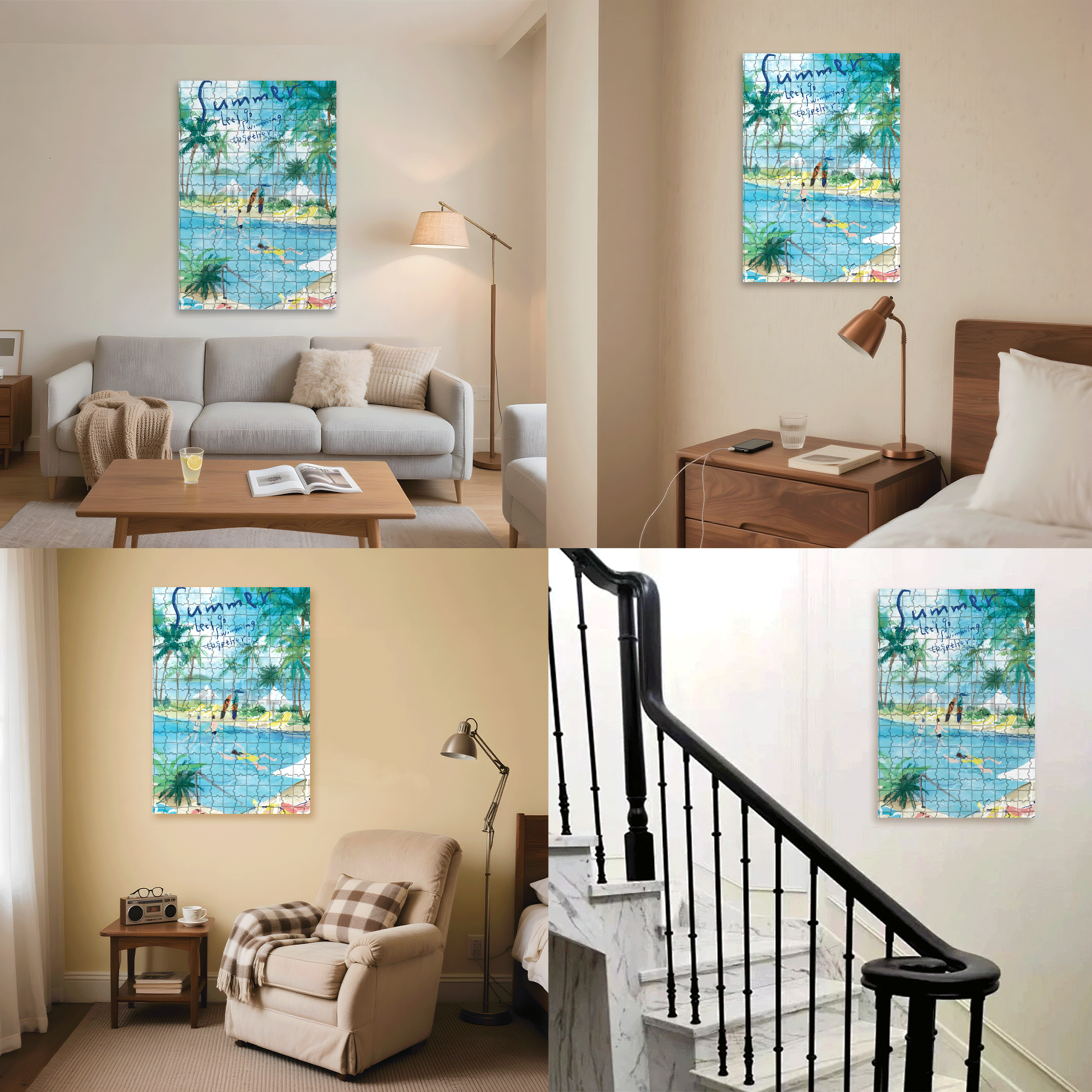 Let's Go Swimming 2 500pcs/1000pcs Jigsaw Puzzle, Scratch-Resistant, Interactive Family Game & Brain-Boosting DIY Decor, Perfect for Halloween, Christmas & New Year Gifts, Family Puzzle Game