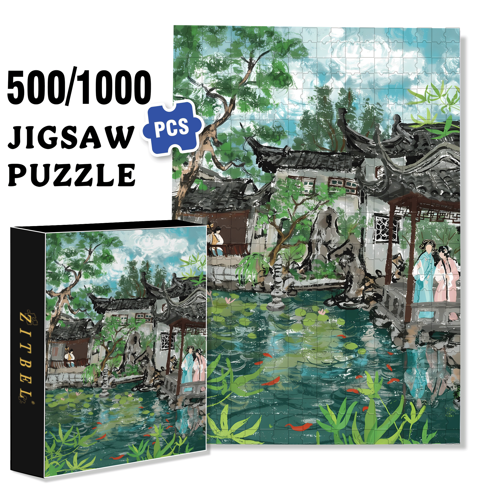 Lingering Garden 500pcs/1000pcs Jigsaw Puzzle, Scratch-Resistant, Interactive Family Game & Brain-Boosting DIY Decor, Perfect for Halloween, Christmas & New Year Gifts, Family Puzzle Game