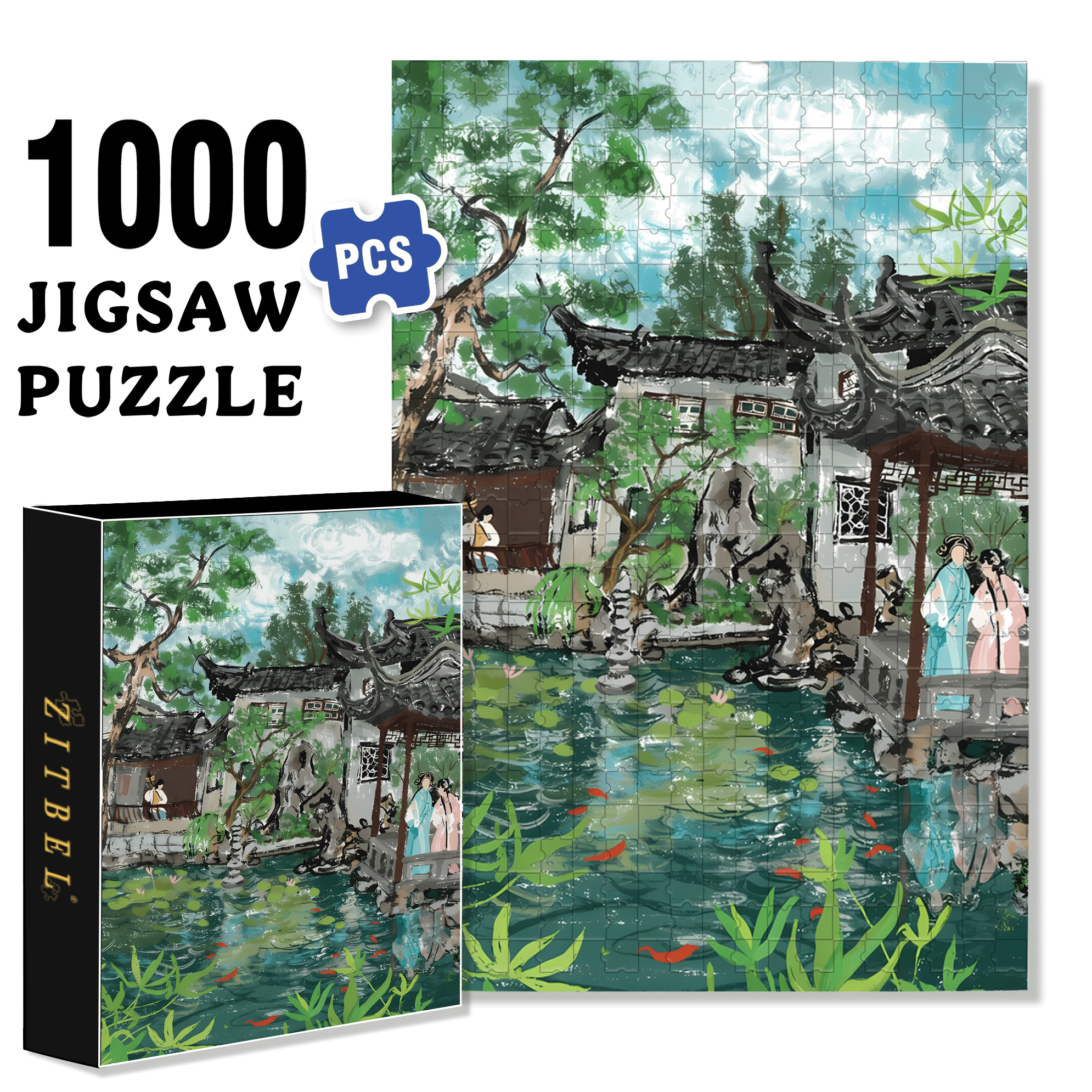 Lingering Garden 500pcs/1000pcs Jigsaw Puzzle, Scratch-Resistant, Interactive Family Game & Brain-Boosting DIY Decor, Perfect for Halloween, Christmas & New Year Gifts, Family Puzzle Game
