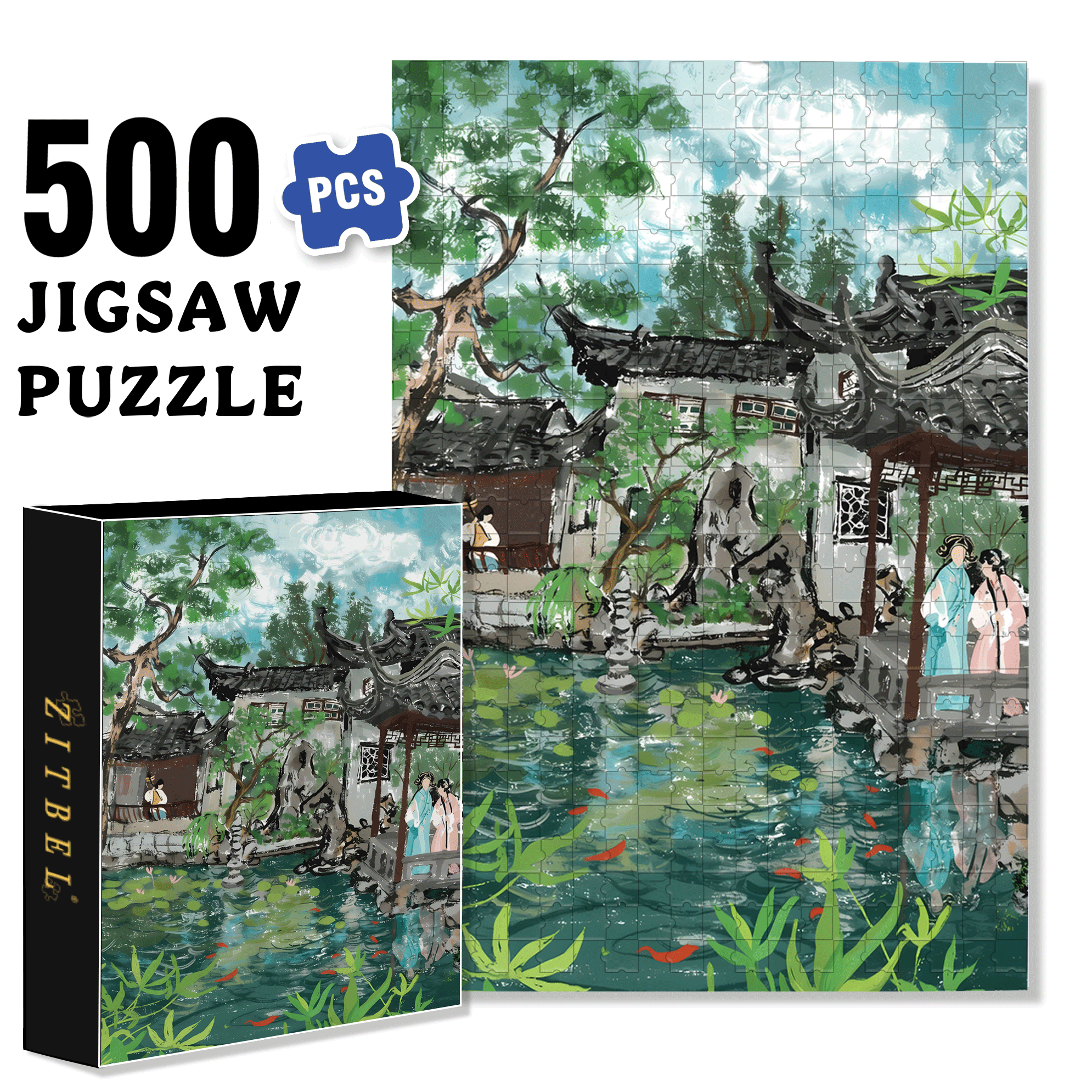 Lingering Garden 500pcs/1000pcs Jigsaw Puzzle, Scratch-Resistant, Interactive Family Game & Brain-Boosting DIY Decor, Perfect for Halloween, Christmas & New Year Gifts, Family Puzzle Game
