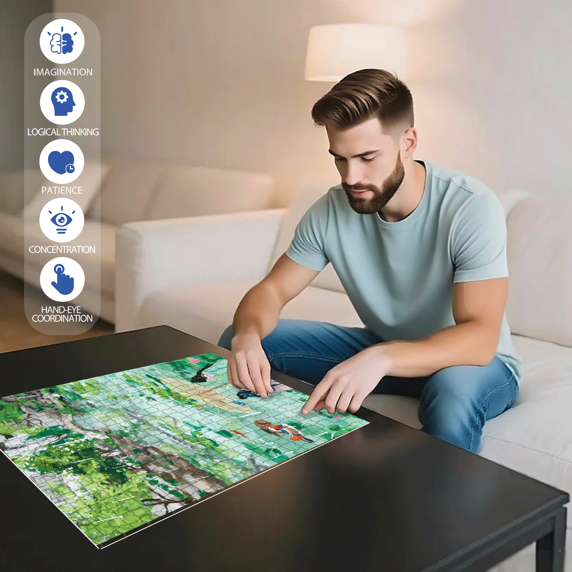Lion Garden 2 500pcs/1000pcs Jigsaw Puzzle, Scratch-Resistant, Interactive Family Game & Brain-Boosting DIY Decor, Perfect for Halloween, Christmas & New Year Gifts, Family Puzzle Game