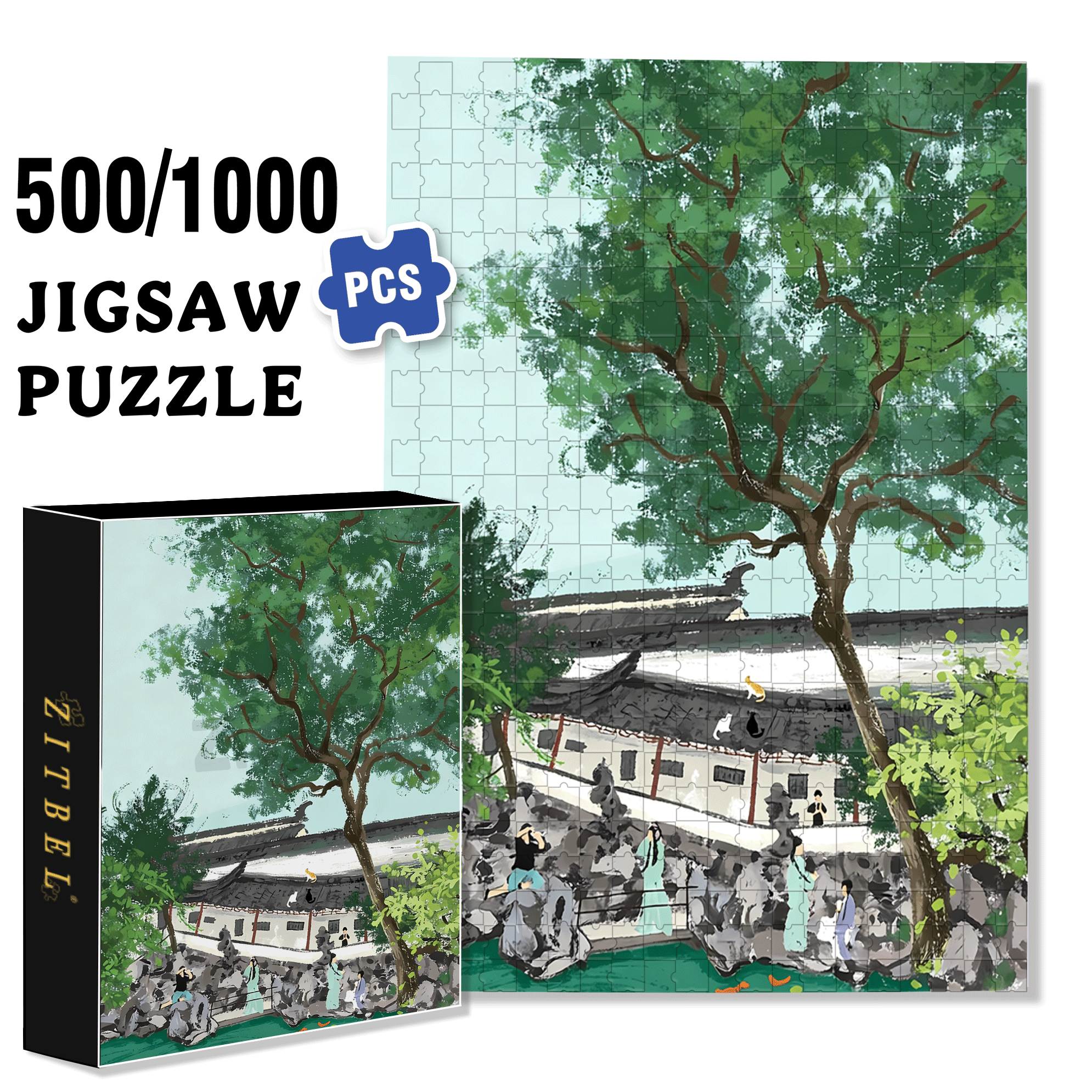 Lion Grove Garden 500pcs/1000pcs Jigsaw Puzzle, Scratch-Resistant, Interactive Family Game & Brain-Boosting DIY Decor, Perfect for Halloween, Christmas & New Year Gifts, Family Puzzle Game