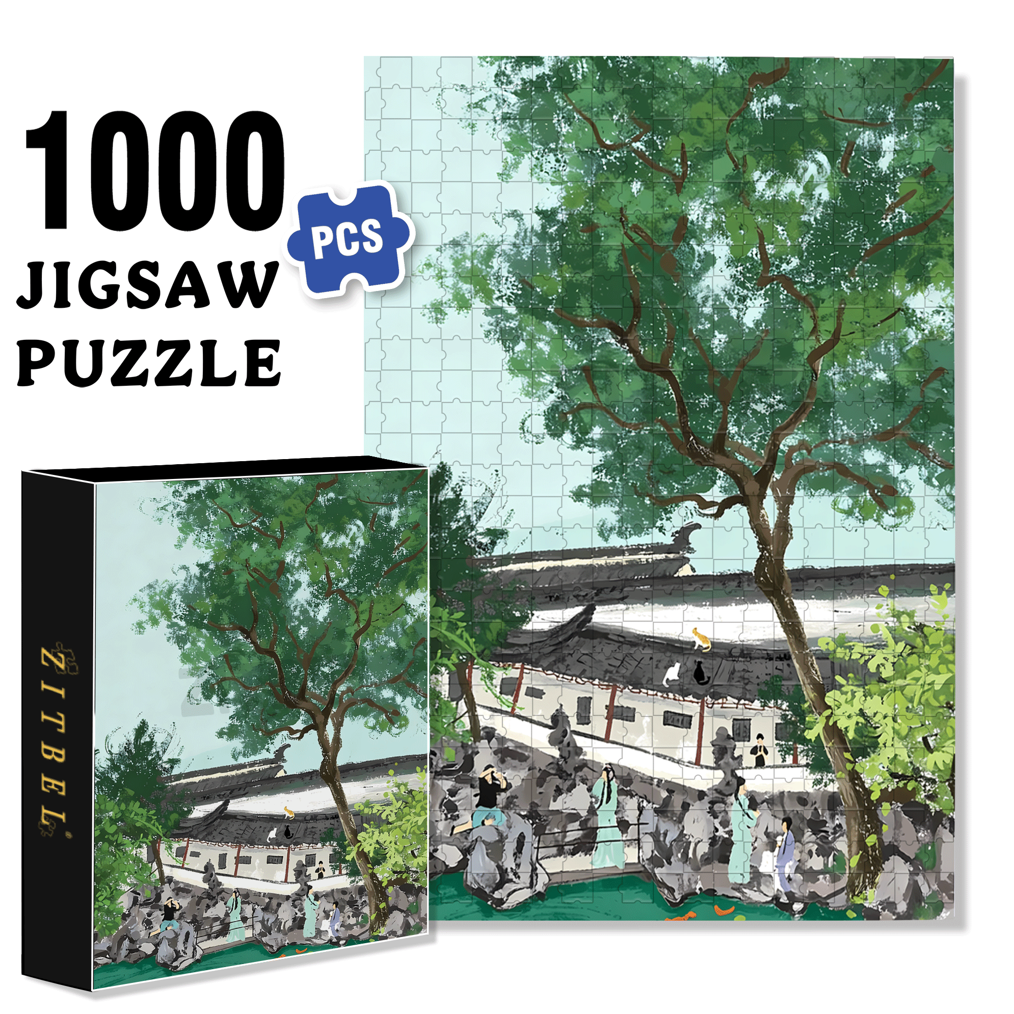 Lion Grove Garden 500pcs/1000pcs Jigsaw Puzzle, Scratch-Resistant, Interactive Family Game & Brain-Boosting DIY Decor, Perfect for Halloween, Christmas & New Year Gifts, Family Puzzle Game