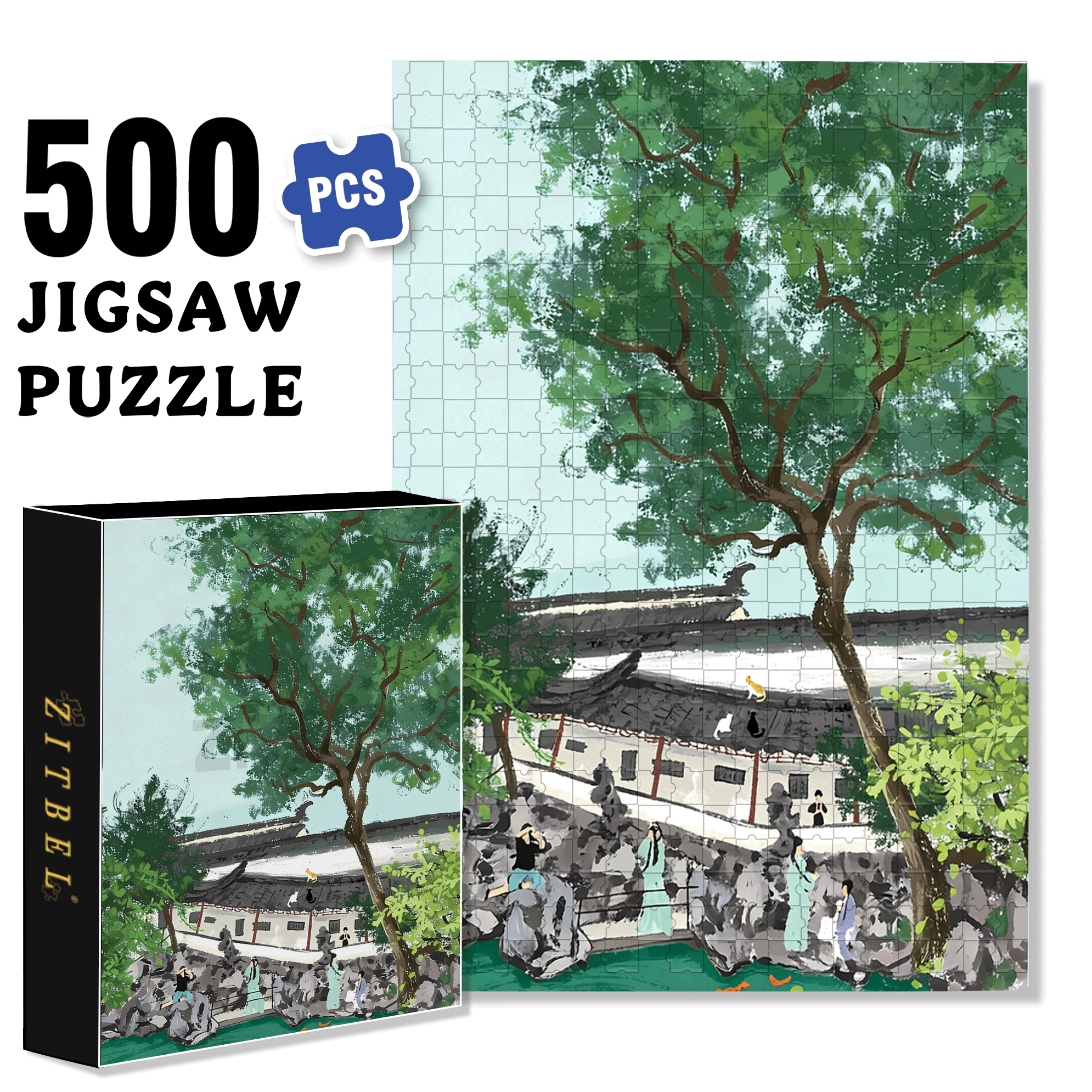 Lion Grove Garden 500pcs/1000pcs Jigsaw Puzzle, Scratch-Resistant, Interactive Family Game & Brain-Boosting DIY Decor, Perfect for Halloween, Christmas & New Year Gifts, Family Puzzle Game