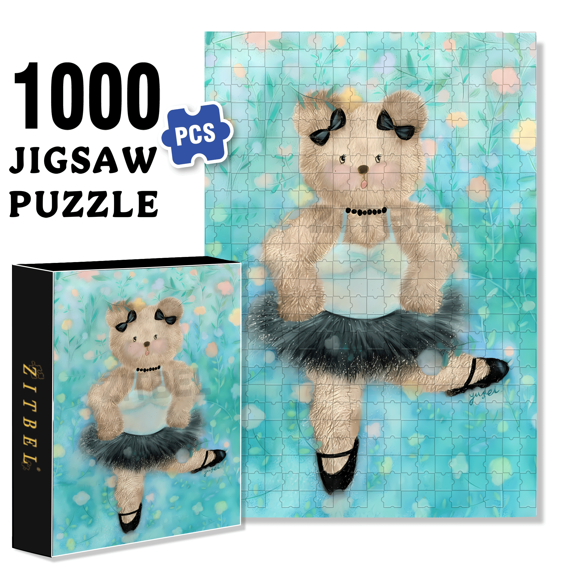 Little Bear Ballet 500pcs/1000pcs Jigsaw Puzzle, Scratch-Resistant, Interactive Family Game & Brain-Boosting DIY Decor, Perfect for Halloween, Christmas & New Year Gifts, Family Puzzle Game