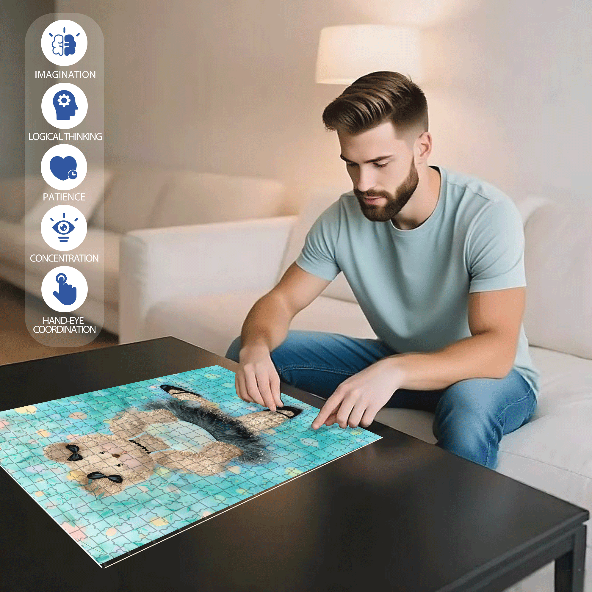 Little Bear Ballet 500pcs/1000pcs Jigsaw Puzzle, Scratch-Resistant, Interactive Family Game & Brain-Boosting DIY Decor, Perfect for Halloween, Christmas & New Year Gifts, Family Puzzle Game