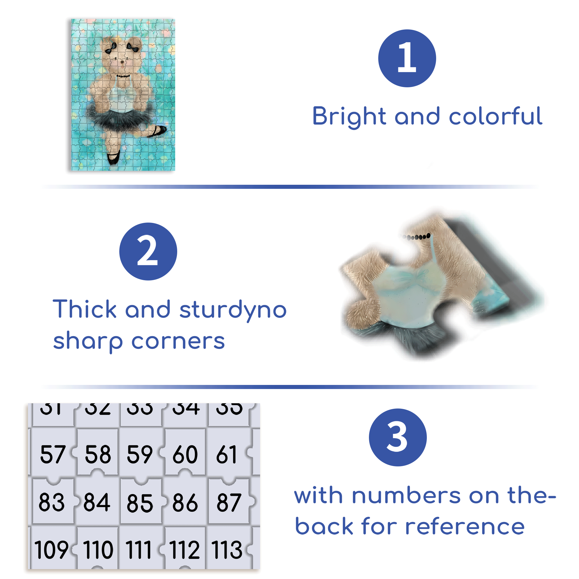 Little Bear Ballet 500pcs/1000pcs Jigsaw Puzzle, Scratch-Resistant, Interactive Family Game & Brain-Boosting DIY Decor, Perfect for Halloween, Christmas & New Year Gifts, Family Puzzle Game