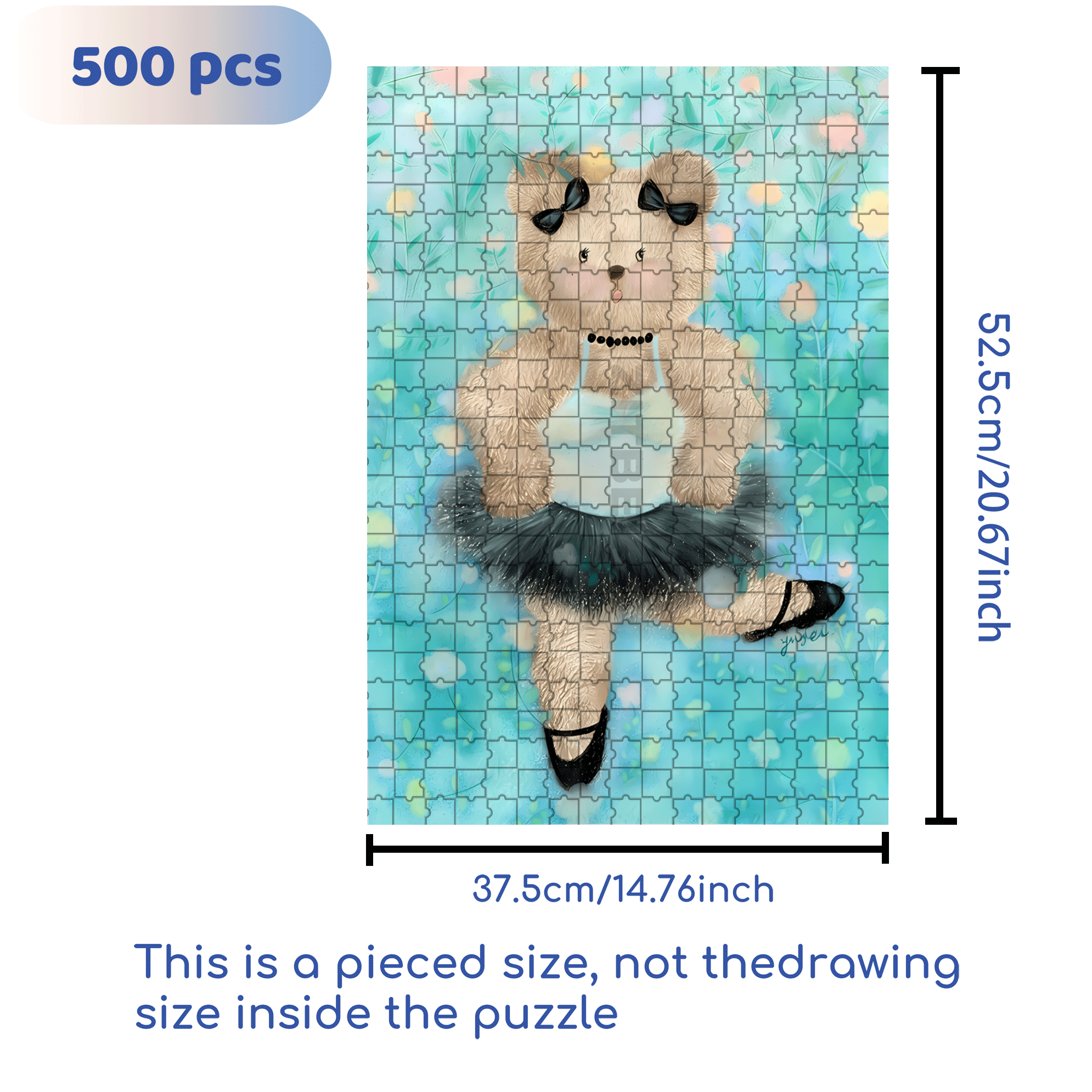 Little Bear Ballet 500pcs/1000pcs Jigsaw Puzzle, Scratch-Resistant, Interactive Family Game & Brain-Boosting DIY Decor, Perfect for Halloween, Christmas & New Year Gifts, Family Puzzle Game