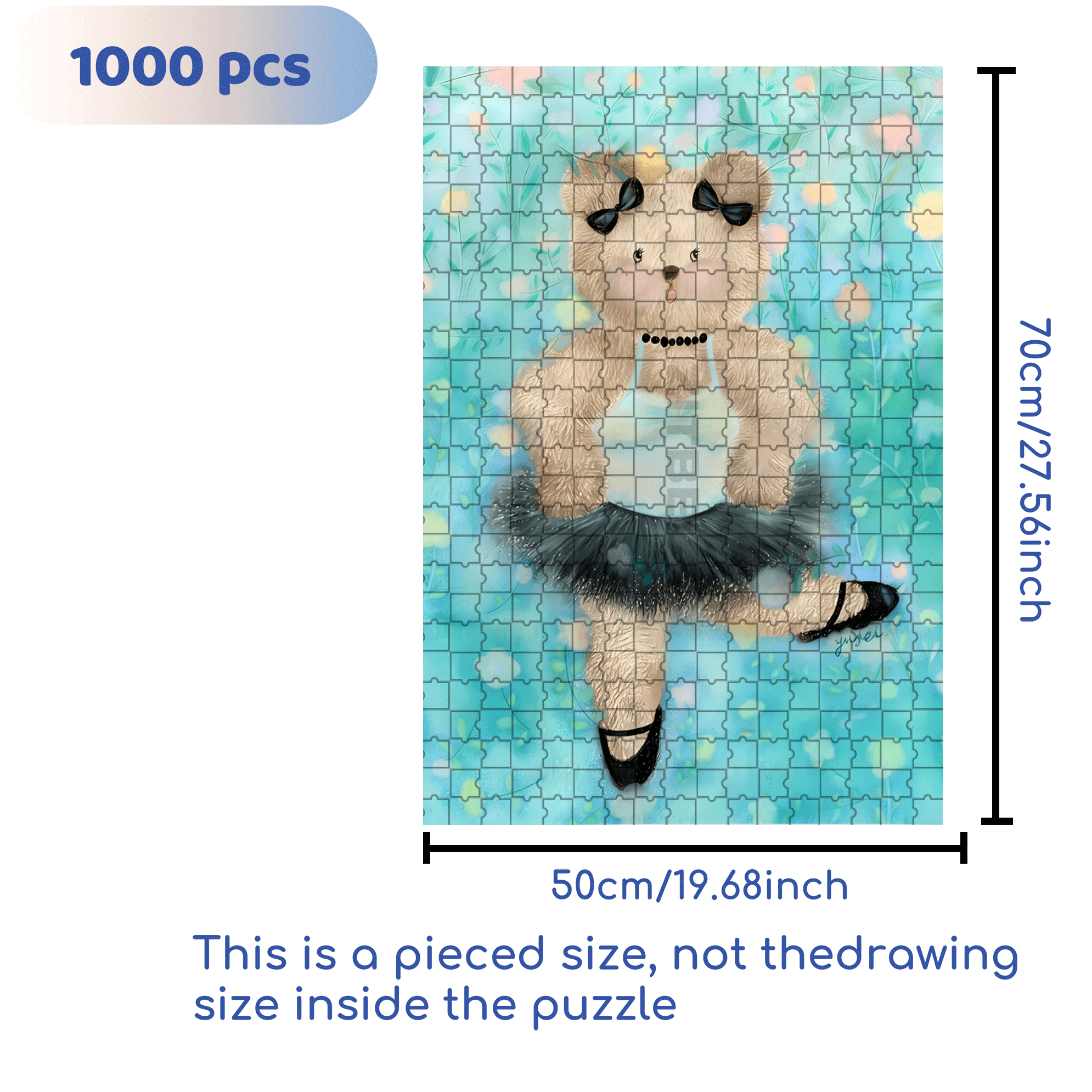 Little Bear Ballet 500pcs/1000pcs Jigsaw Puzzle, Scratch-Resistant, Interactive Family Game & Brain-Boosting DIY Decor, Perfect for Halloween, Christmas & New Year Gifts, Family Puzzle Game