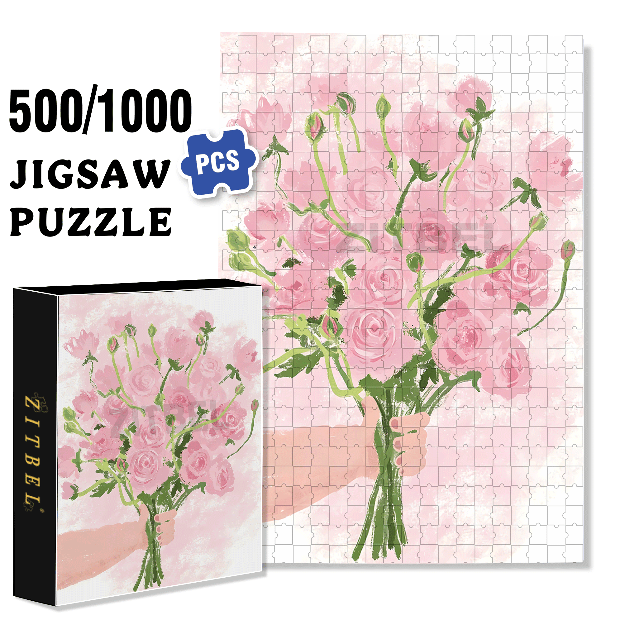 May You Be Happy 500pcs/1000pcs Jigsaw Puzzle, Scratch-Resistant, Interactive Family Game & Brain-Boosting DIY Decor, Perfect for Halloween, Christmas & New Year Gifts, Family Puzzle Game