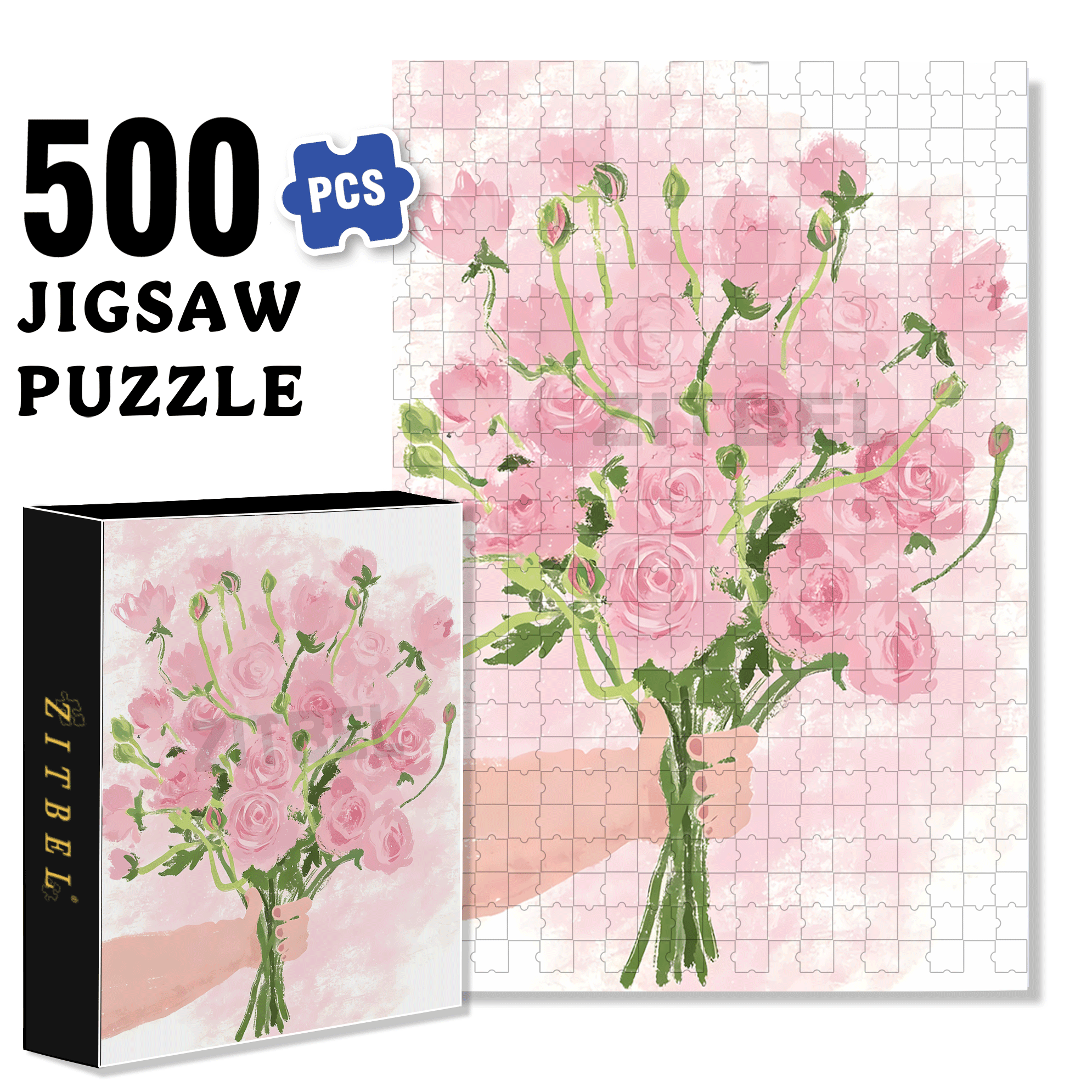 May You Be Happy 500pcs/1000pcs Jigsaw Puzzle, Scratch-Resistant, Interactive Family Game & Brain-Boosting DIY Decor, Perfect for Halloween, Christmas & New Year Gifts, Family Puzzle Game
