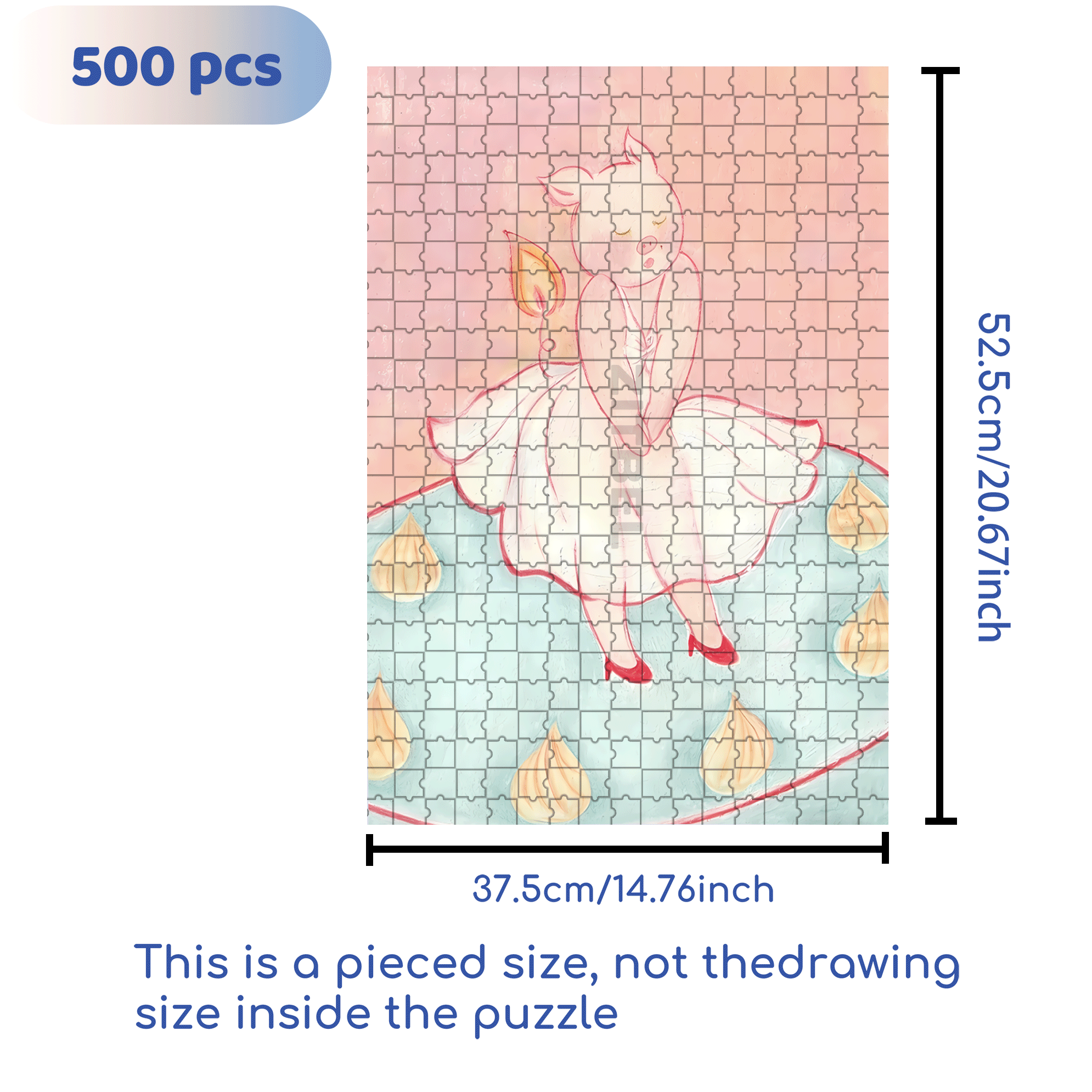 Miss Pig 500pcs/1000pcs Jigsaw Puzzle, Scratch-Resistant, Interactive Family Game & Brain-Boosting DIY Decor, Perfect for Halloween, Christmas & New Year Gifts, Family Puzzle Game