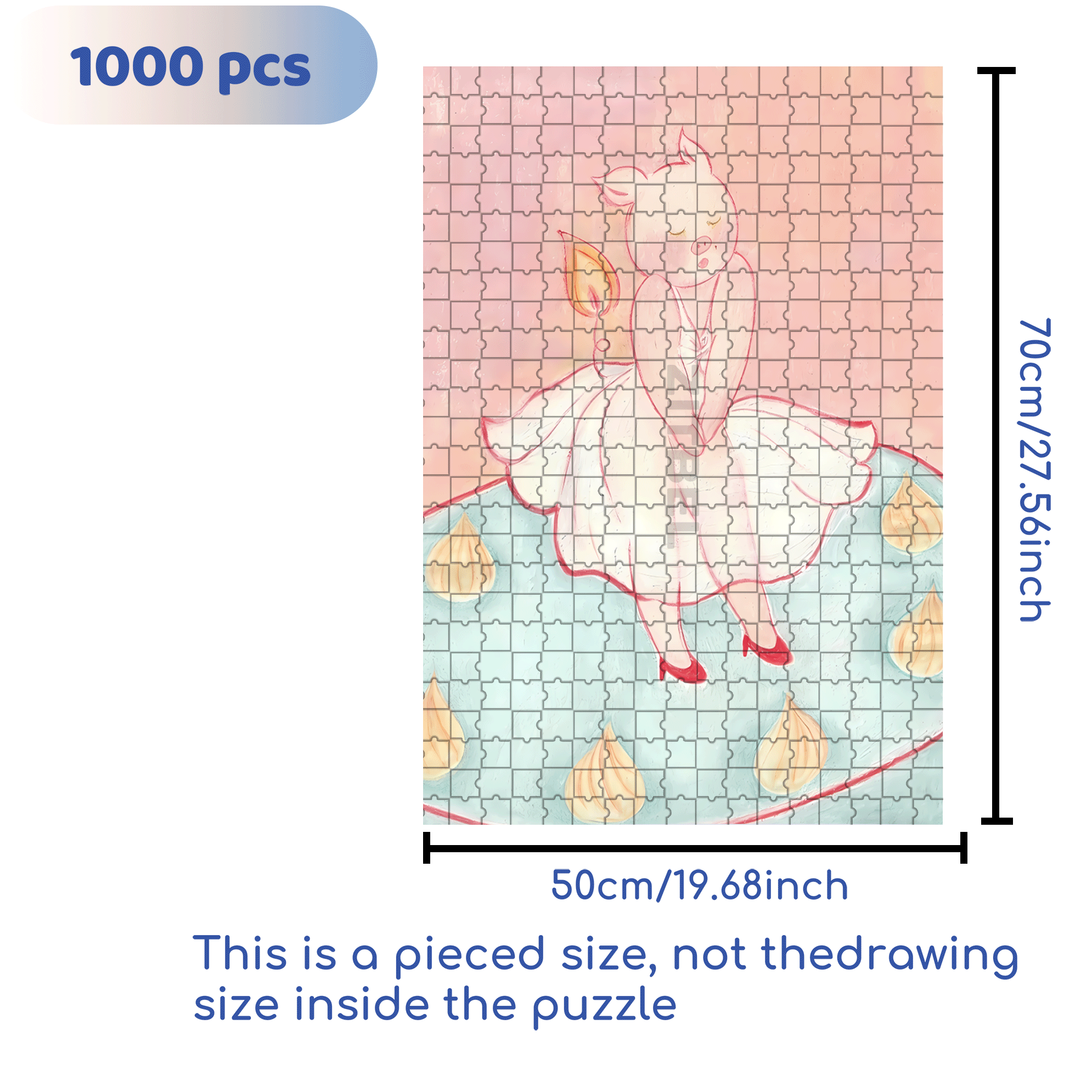 Miss Pig 500pcs/1000pcs Jigsaw Puzzle, Scratch-Resistant, Interactive Family Game & Brain-Boosting DIY Decor, Perfect for Halloween, Christmas & New Year Gifts, Family Puzzle Game