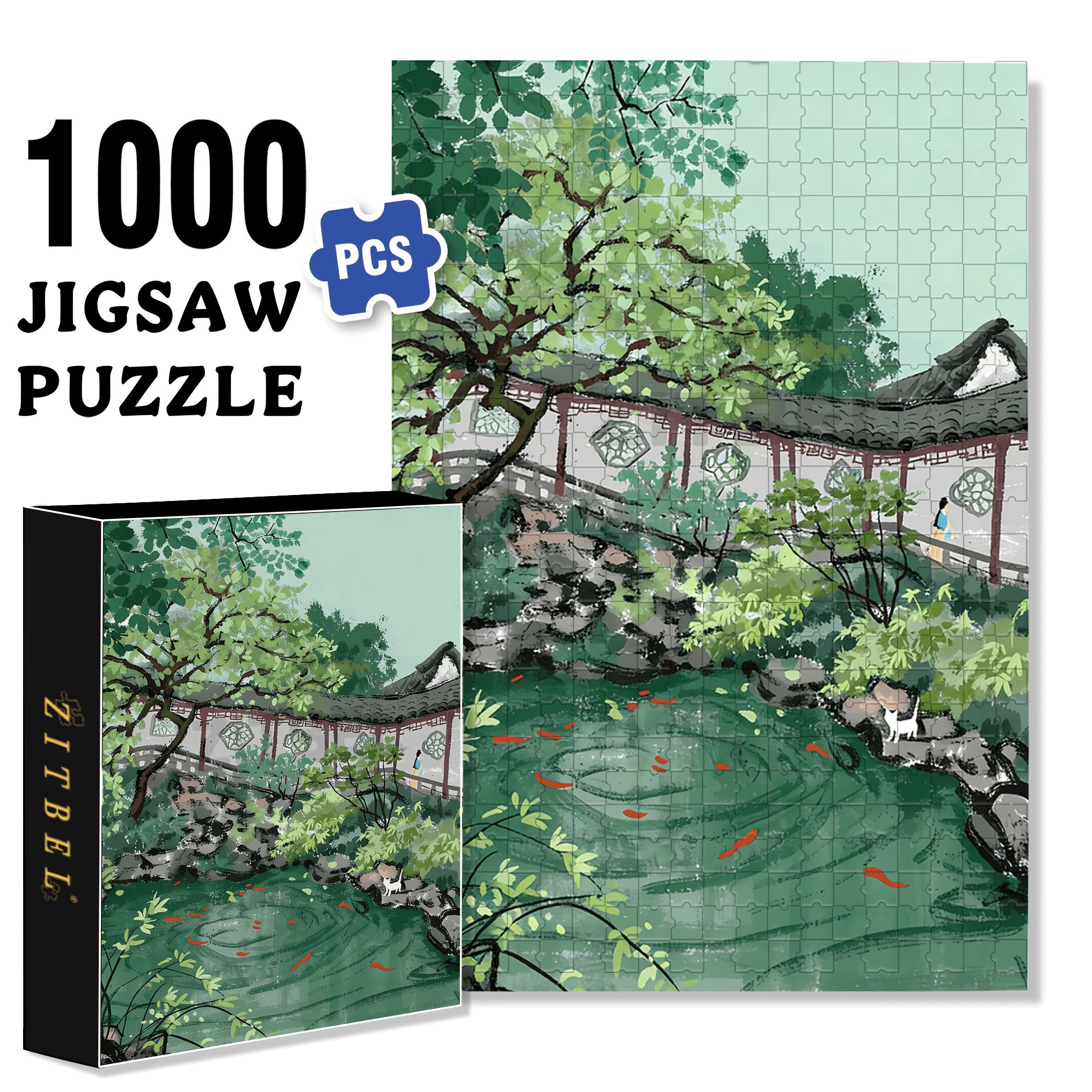 Pavilion of Surging Waves 500pcs/1000pcs Jigsaw Puzzle, Scratch-Resistant, Interactive Family Game & Brain-Boosting DIY Decor, Perfect for Halloween, Christmas & New Year Gifts, Family Puzzle Game