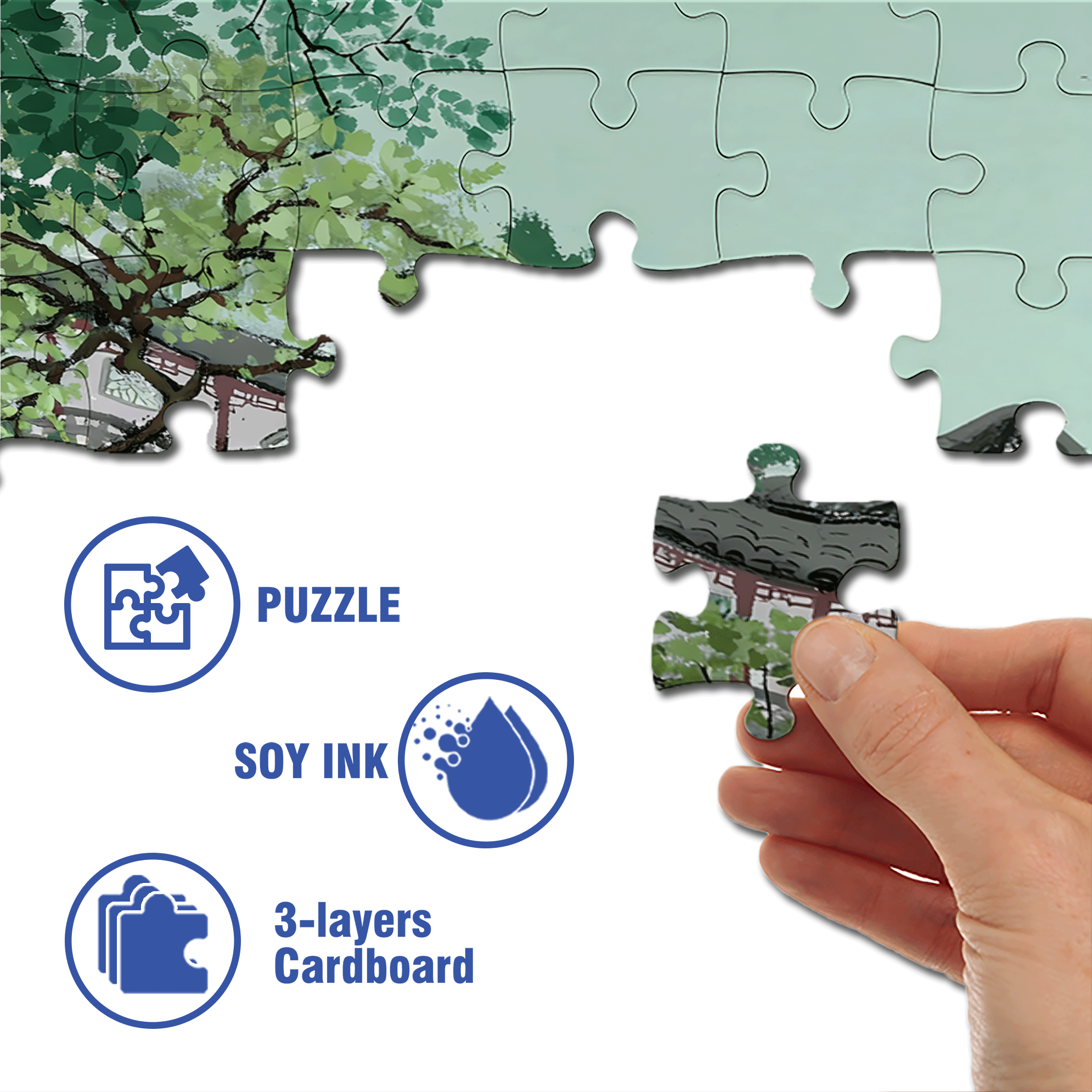 Pavilion of Surging Waves 500pcs/1000pcs Jigsaw Puzzle, Scratch-Resistant, Interactive Family Game & Brain-Boosting DIY Decor, Perfect for Halloween, Christmas & New Year Gifts, Family Puzzle Game