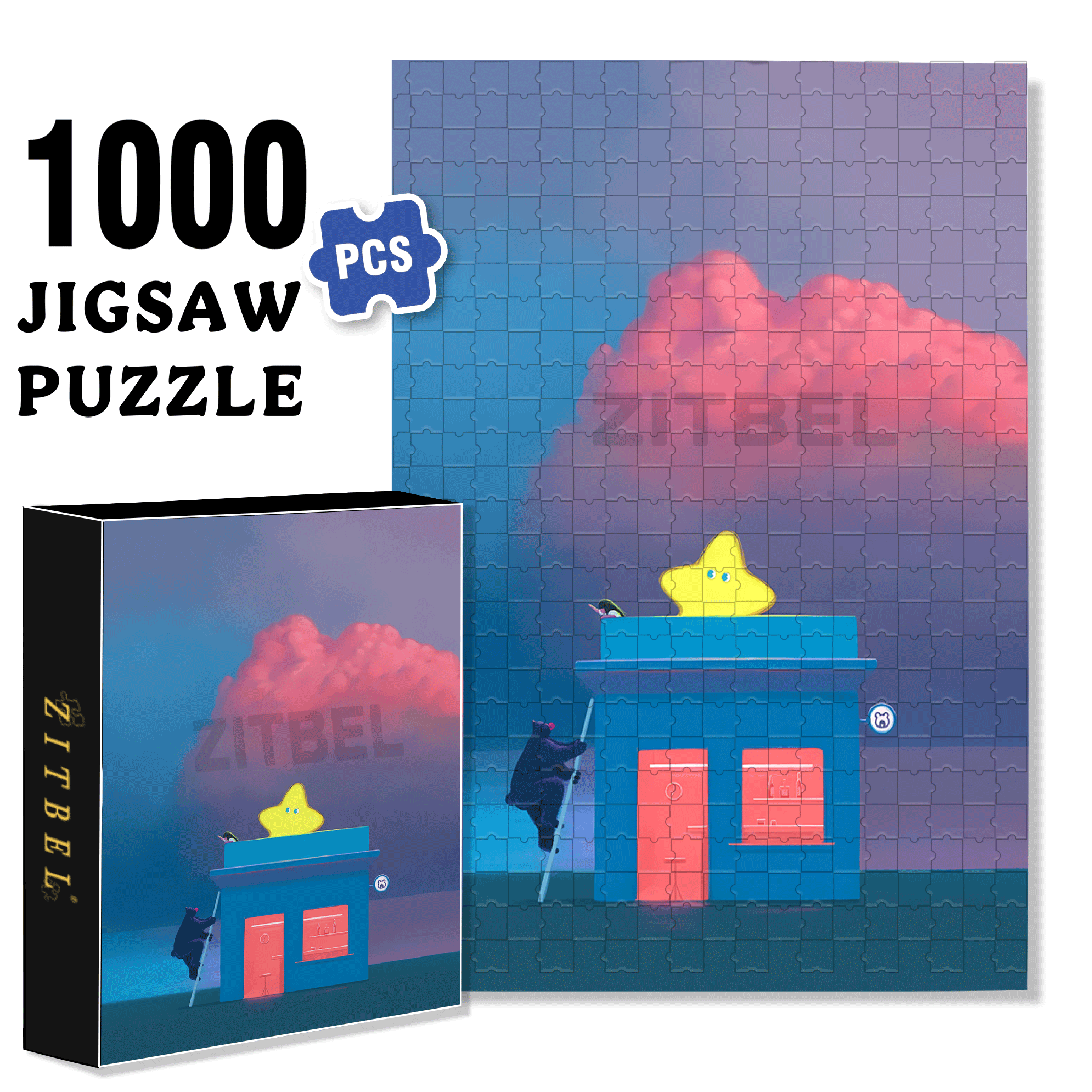Plucking the Star 500pcs/1000pcs Jigsaw Puzzle, Scratch-Resistant, Interactive Family Game & Brain-Boosting DIY Decor, Perfect for Halloween, Christmas & New Year Gifts, Family Puzzle Game