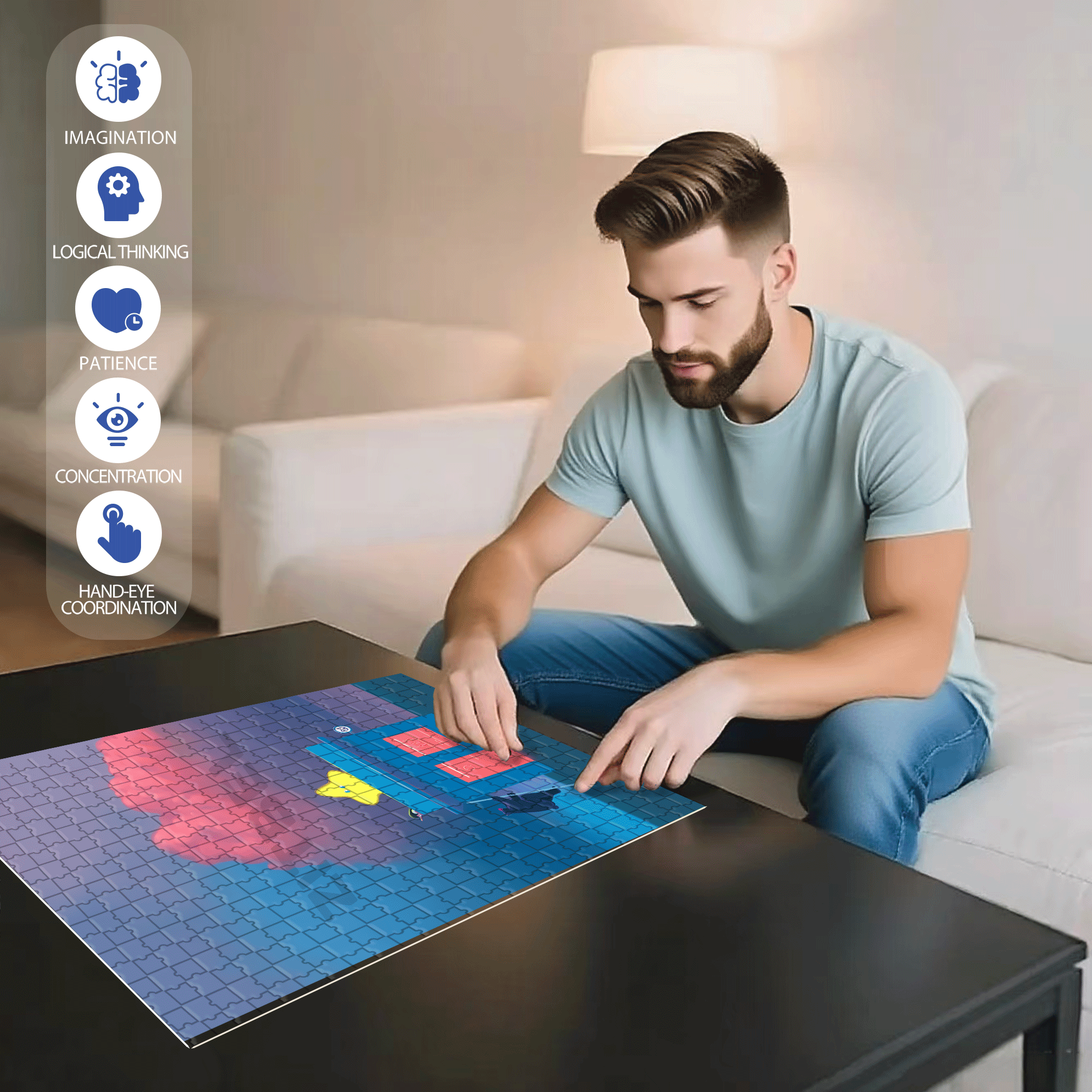 Plucking the Star 500pcs/1000pcs Jigsaw Puzzle, Scratch-Resistant, Interactive Family Game & Brain-Boosting DIY Decor, Perfect for Halloween, Christmas & New Year Gifts, Family Puzzle Game