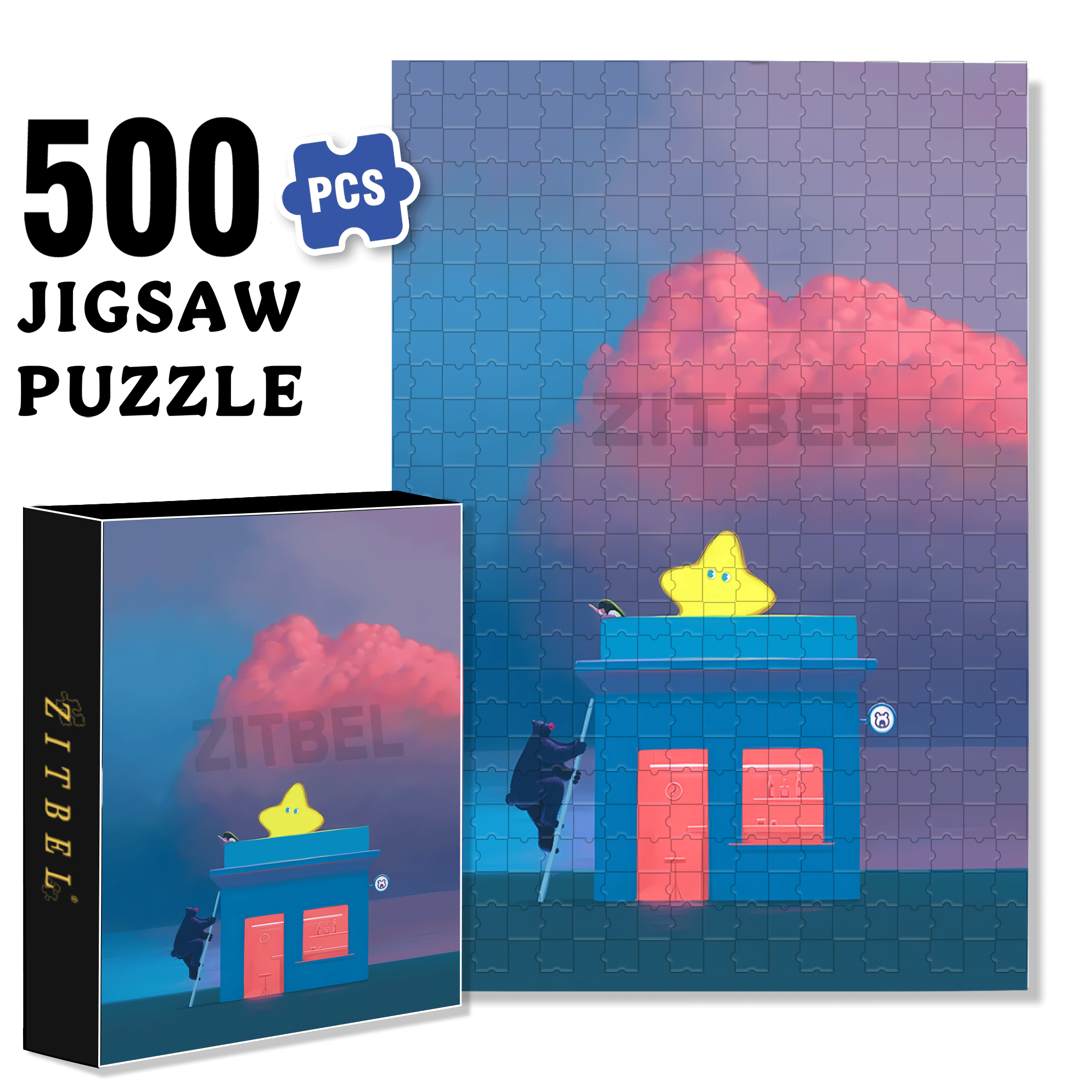 Plucking the Star 500pcs/1000pcs Jigsaw Puzzle, Scratch-Resistant, Interactive Family Game & Brain-Boosting DIY Decor, Perfect for Halloween, Christmas & New Year Gifts, Family Puzzle Game