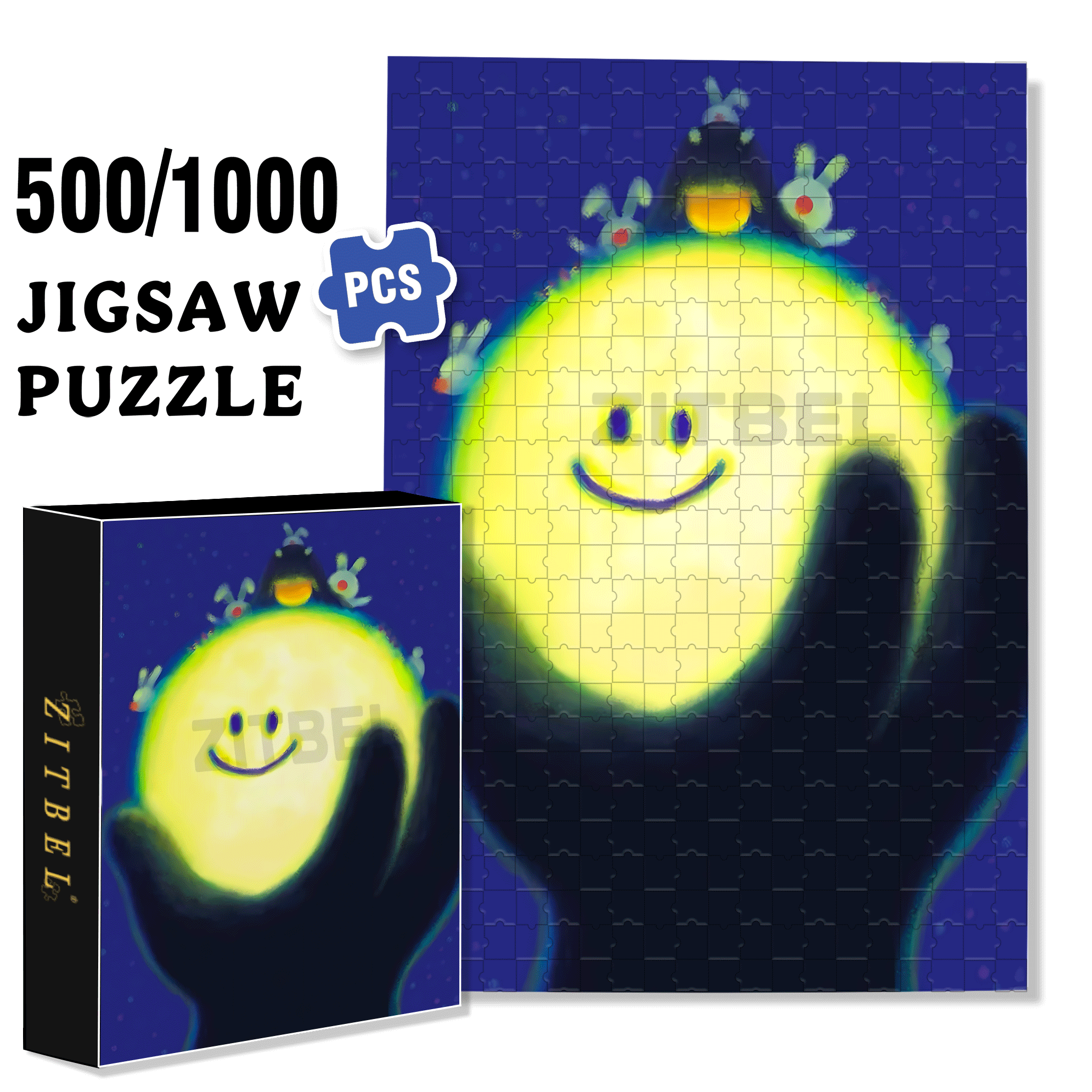 Be Happy 500pcs/1000pcs Jigsaw Puzzle, Scratch-Resistant, Interactive Family Game & Brain-Boosting DIY Decor, Perfect for Halloween, Christmas & New Year Gifts, Family Puzzle Game