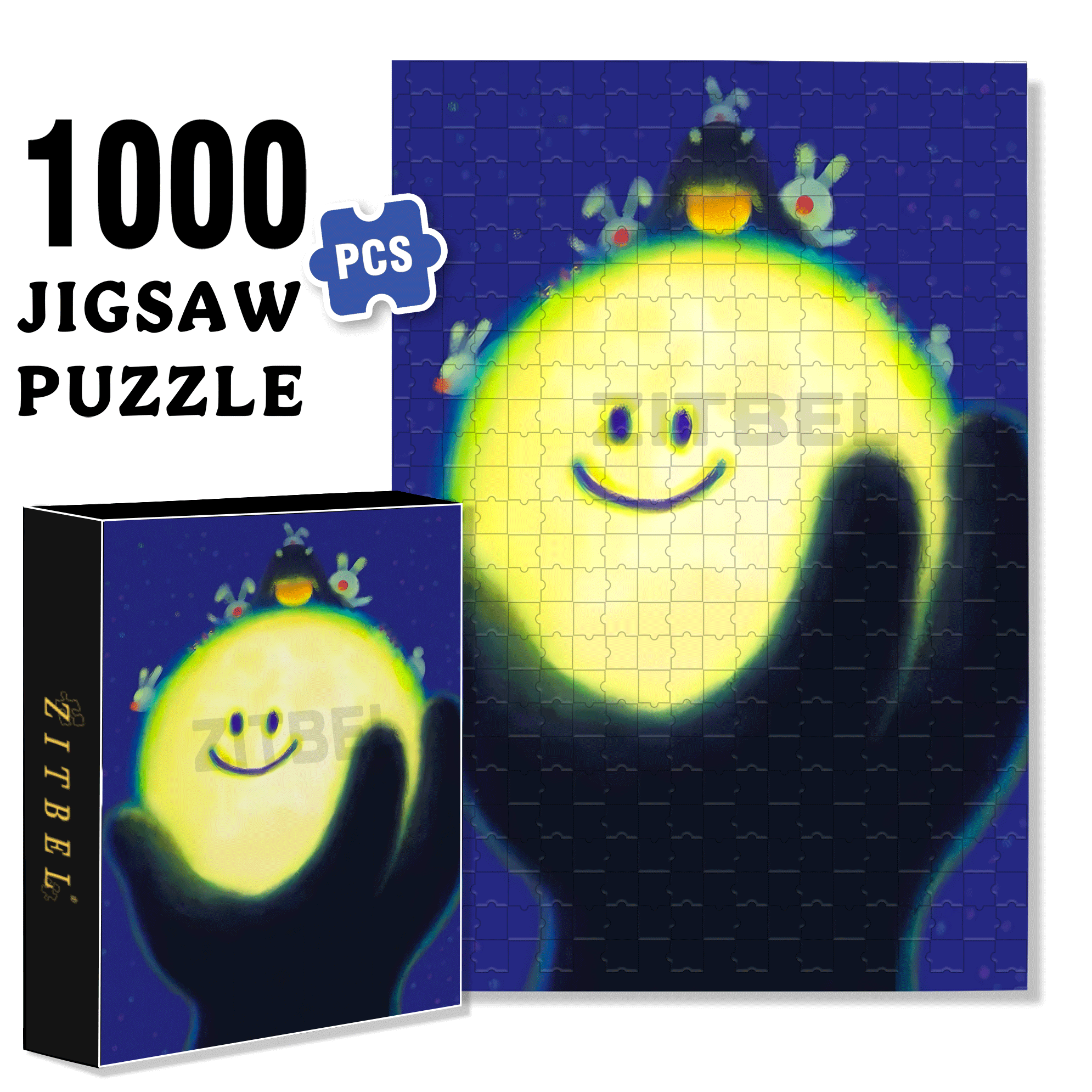 Be Happy 500pcs/1000pcs Jigsaw Puzzle, Scratch-Resistant, Interactive Family Game & Brain-Boosting DIY Decor, Perfect for Halloween, Christmas & New Year Gifts, Family Puzzle Game